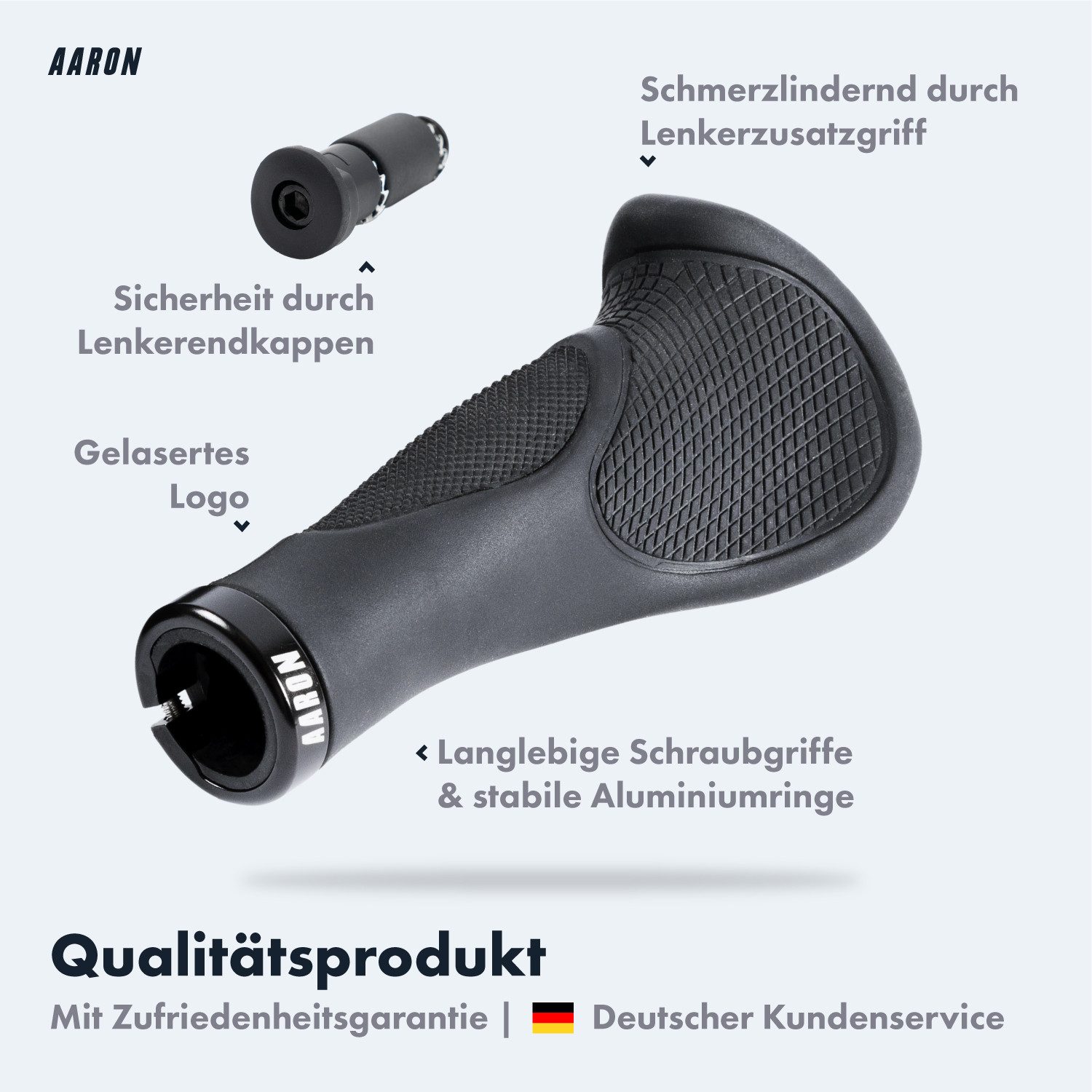 AARON Fahrradlenkergriff Ergonomic Fahrradgriffe mit Gel-Dämpfung, Lenkergriffe für Fahrrad