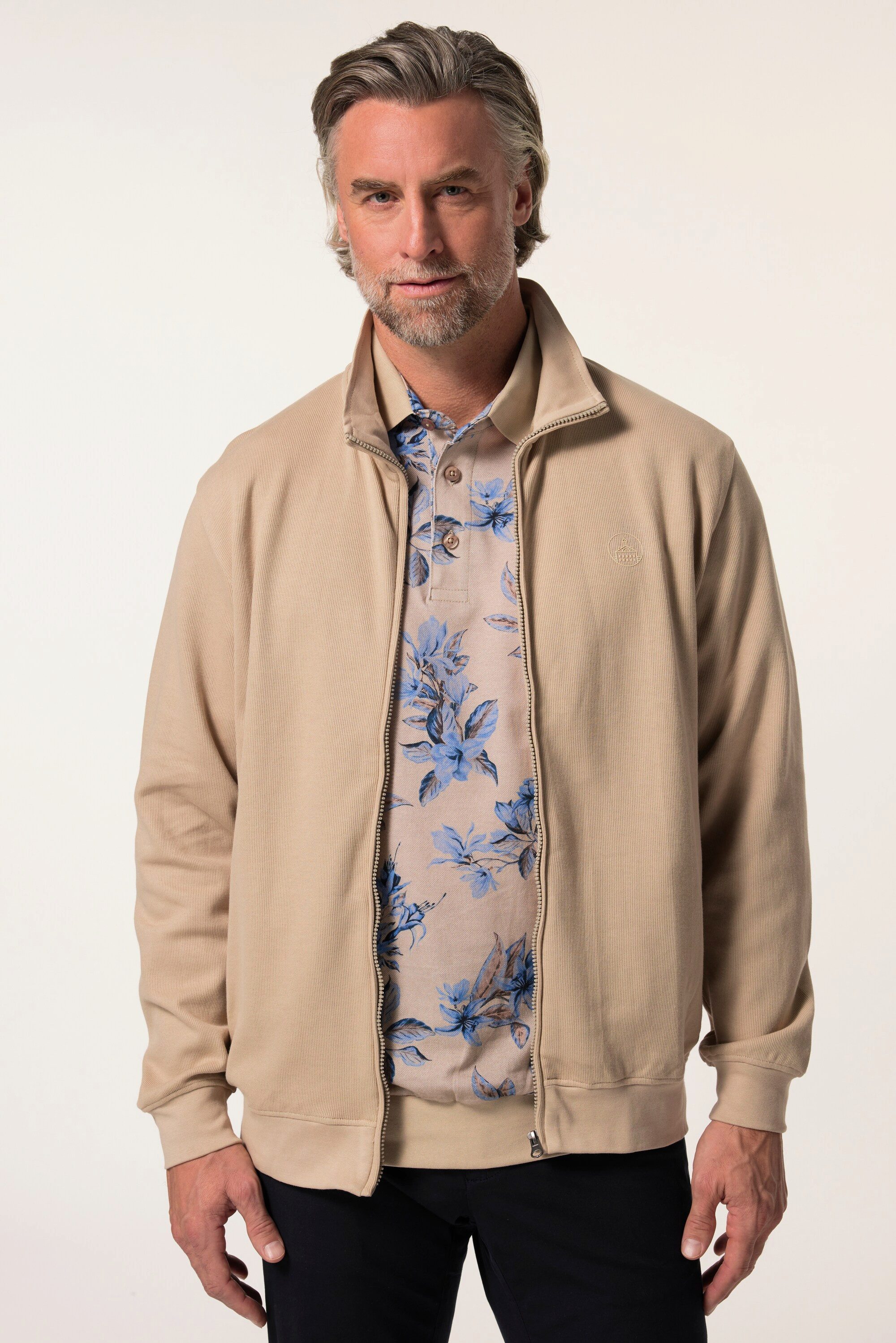 Fleecejacke Sweatjacke Rippsweat Stehkragen
