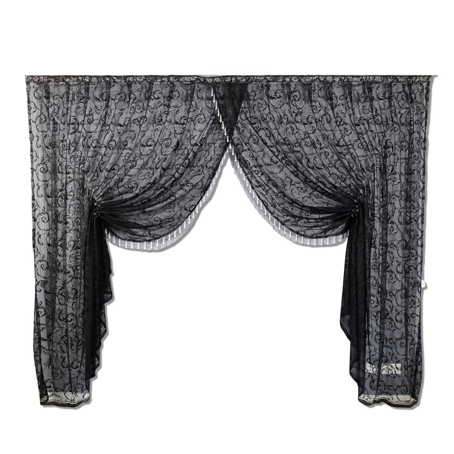 Gardinen by Justyna Gardine Kruvaze Schwarz, Kräuselband, Lichtschutz, Stor günstig online kaufen