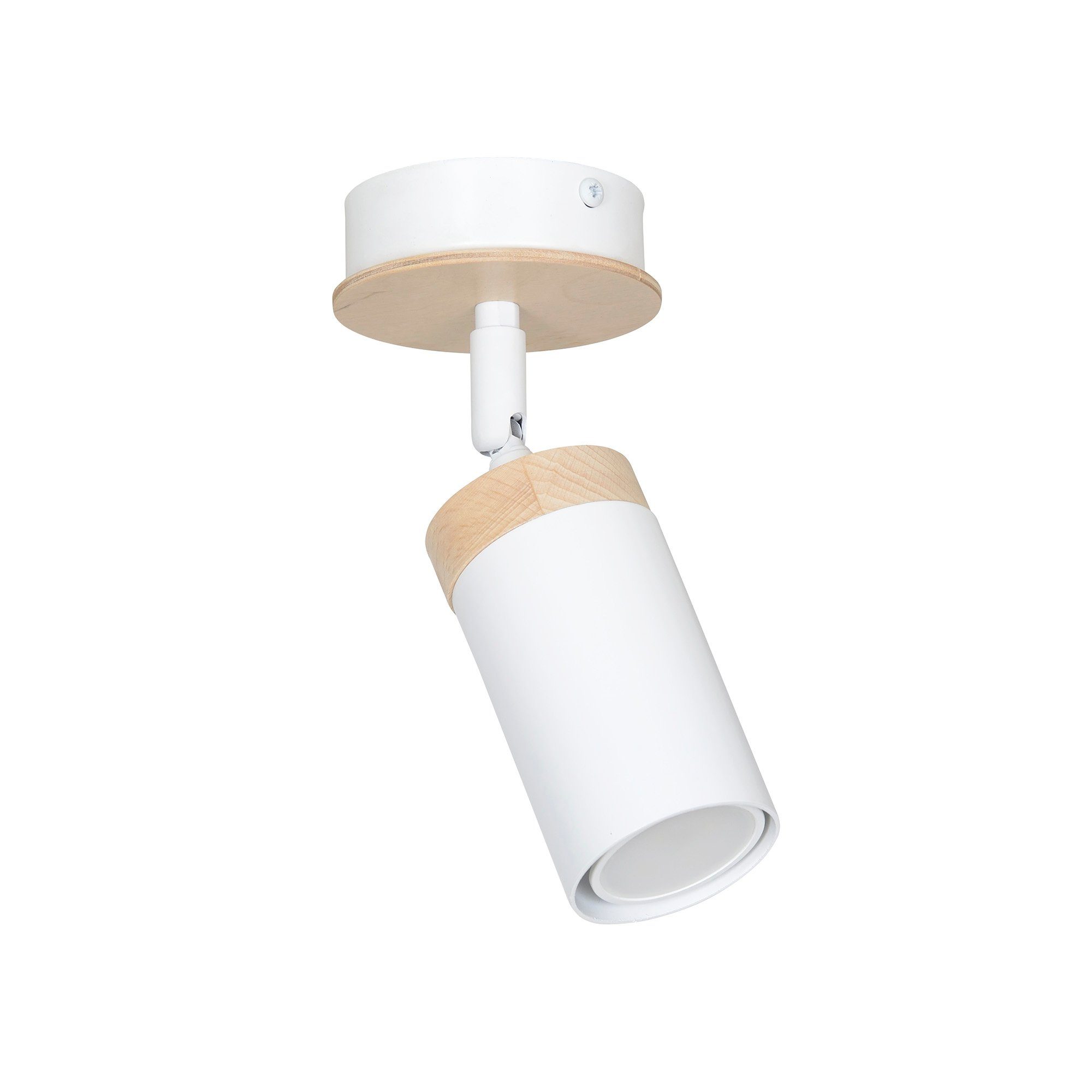 Licht-Erlebnisse Deckenstrahler NAPO, ohne Leuchtmittel, Weiße  Deckenleuchte Holz skandinavisch flexibel Flur Wohnzimmer Lampe