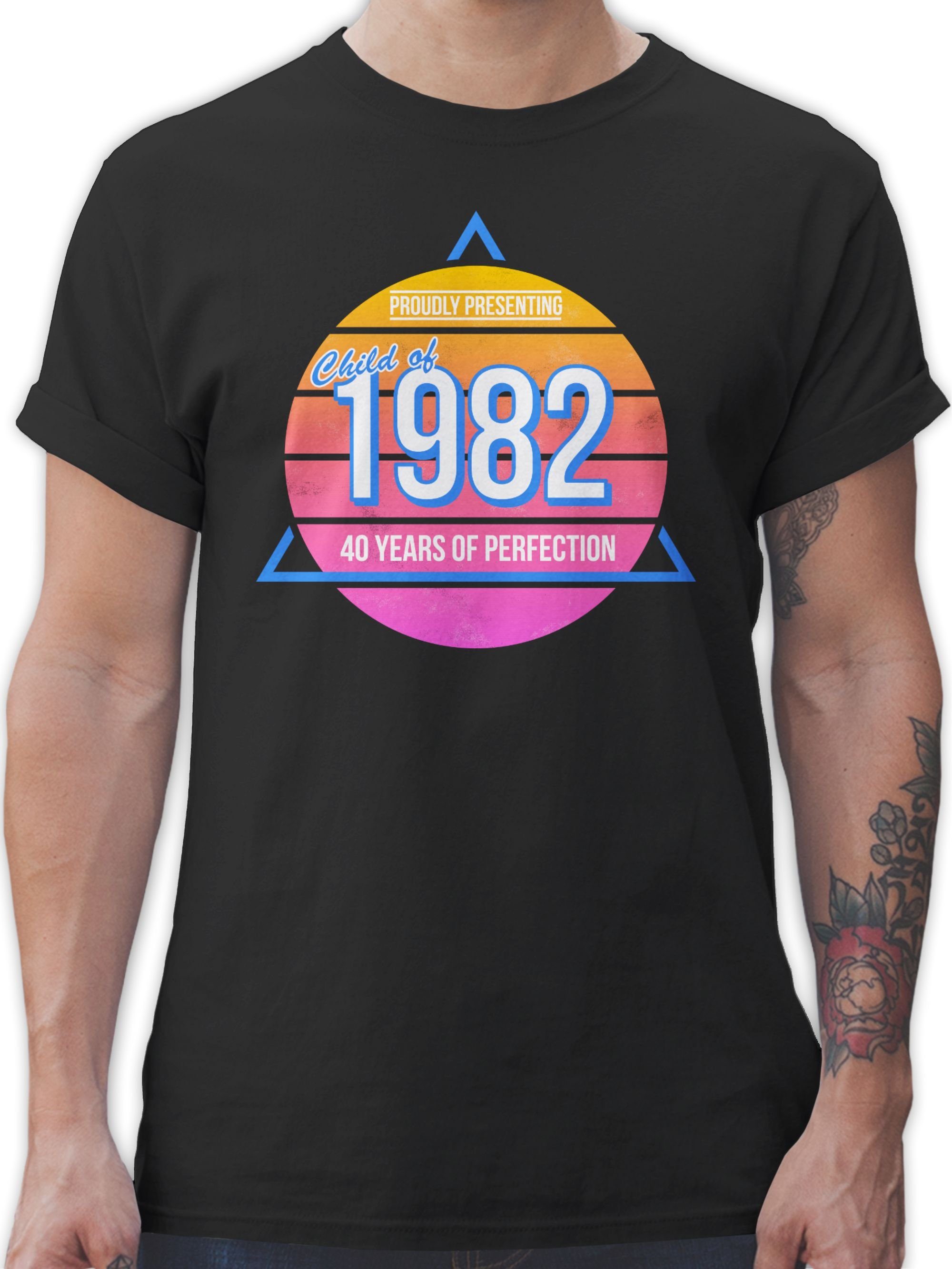 Shirtracer T-Shirt Child of 1982 Retro Vierzig 40. Geburtstag 1 Schwarz