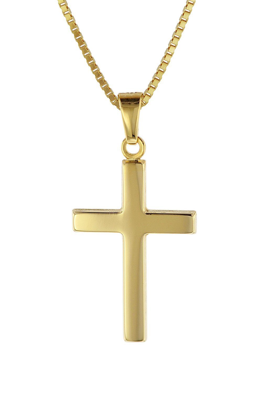 trendor Kette mit Anhänger Kreuz Gold 333 mit goldplattierter Venezianer Kette