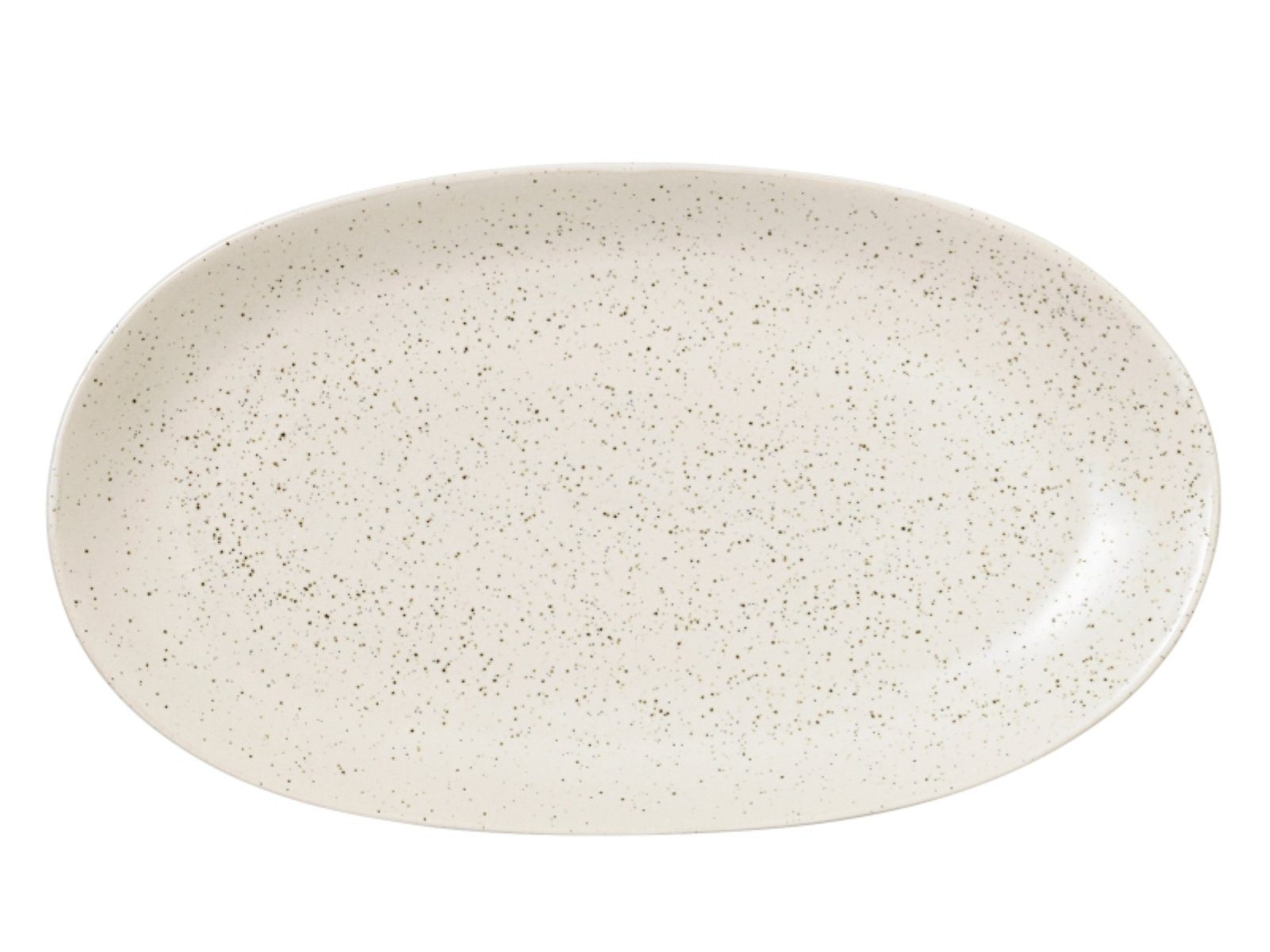 Broste Copenhagen Servierplatte NORDIC VANILLA Platte oval L 17 x 30 cm, Steingut, (Platten oval)