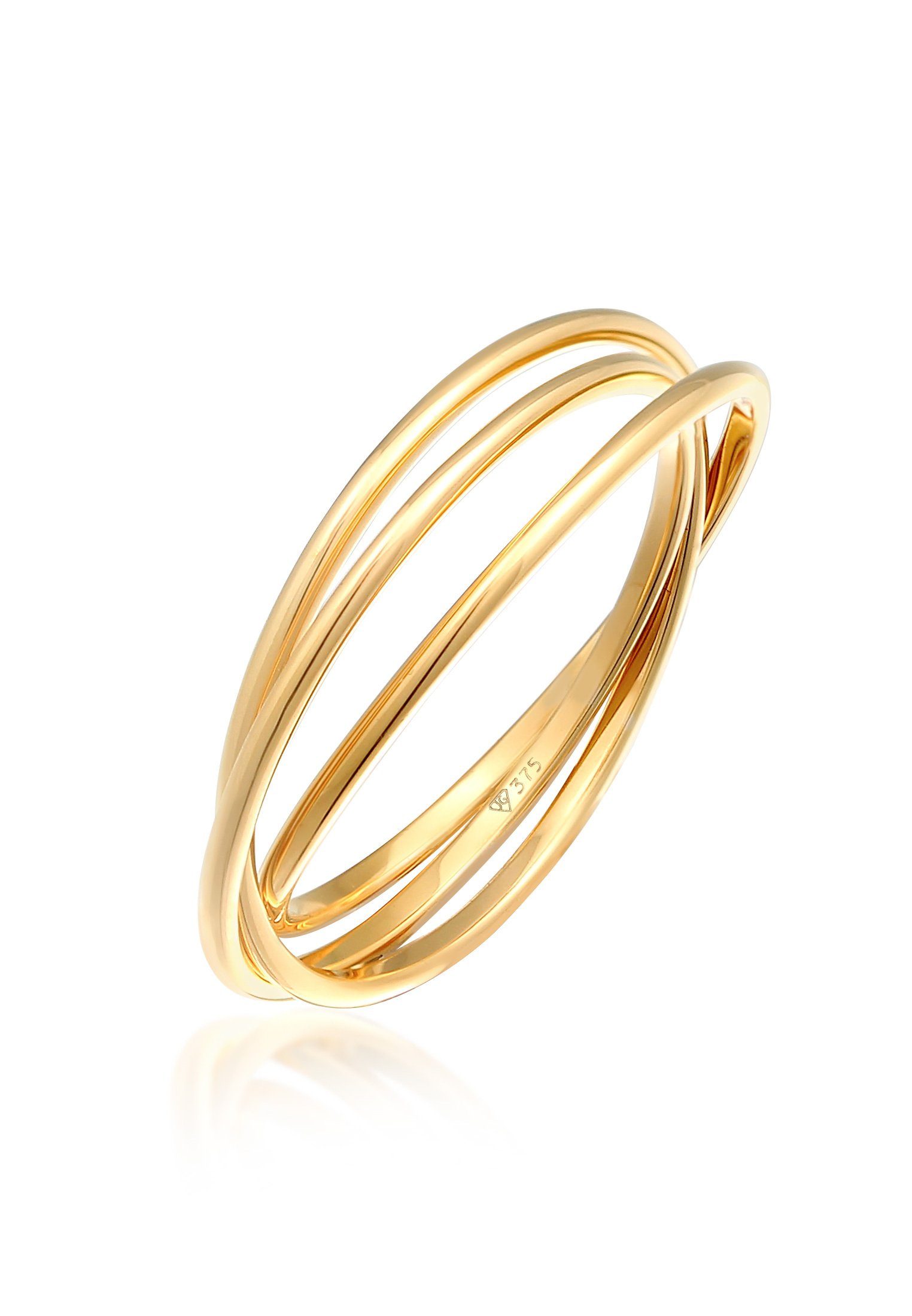 Elli Premium Fingerring Wickelring Trio Basic 375 Gelbgold