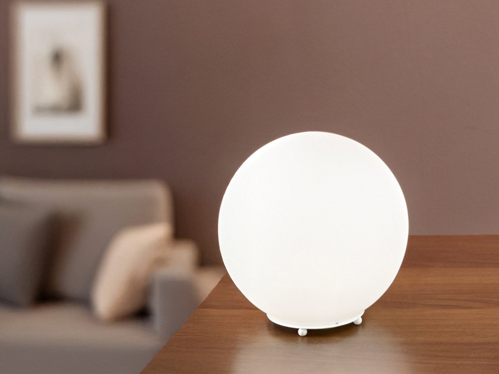Luce Ambiente Design LED Nachttischlampe mit Glas-Kugel Lampenschirm, Ø 20cm, Dimmfunktion, LED wechselbar, Warmweiß, klein-e Kugel-Lampe, Tischlampe mit 3 Stufen-Dimmer E14 Leuchtmittel