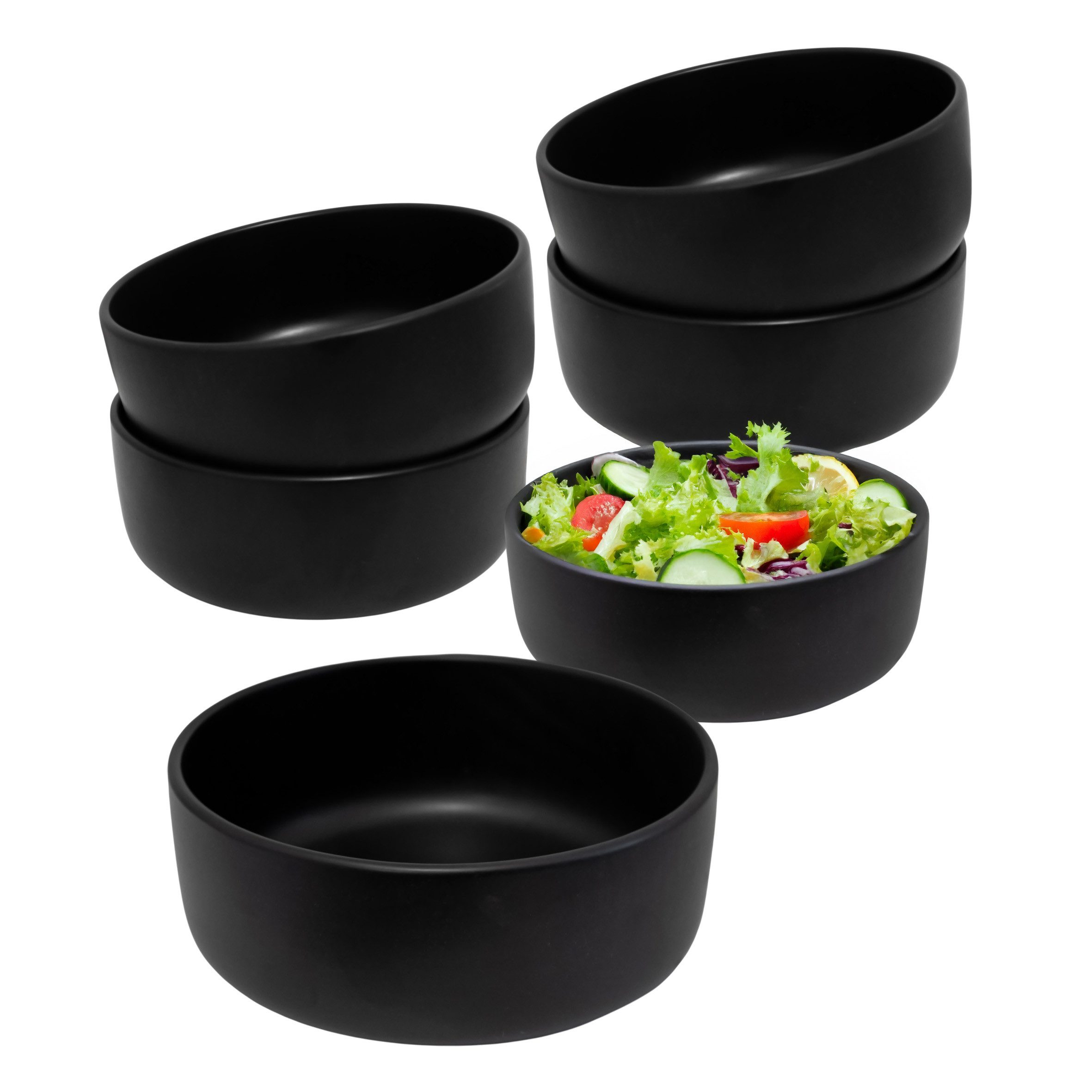 Spetebo Tafelservice Feinkeramik Service schwarz matt - 6er Set (1-tlg), 6 Personen, Feinkeramik, für Backofen und Mikrowelle geeignet