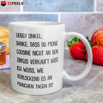 22Feels Tasse Bester Onkel Geschenk Geburtstag Weihnachten Kaffeetasse Männer Lustig, Keramik, Made in Germany, Spülmaschinenfest