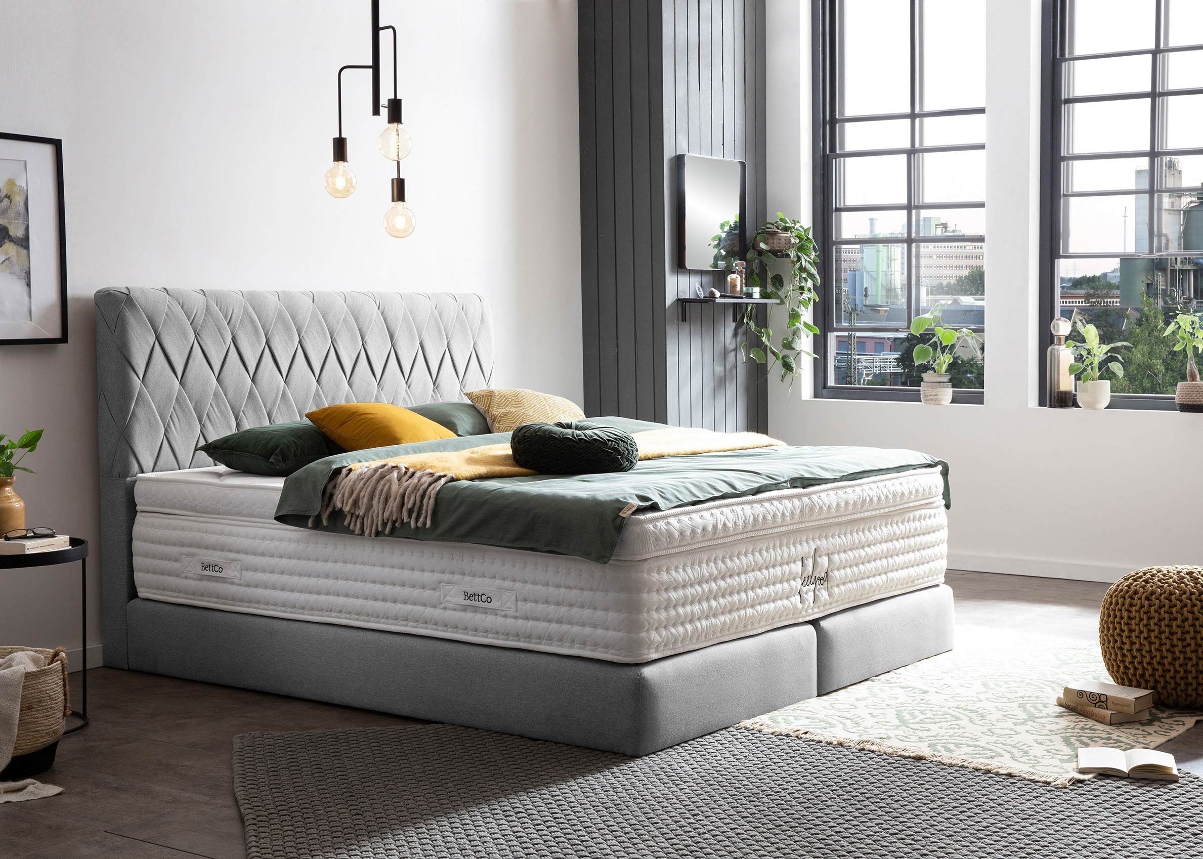 BettCo Boxspringbett Lyon (in Hellgrau Webstoff, günstig online kaufen