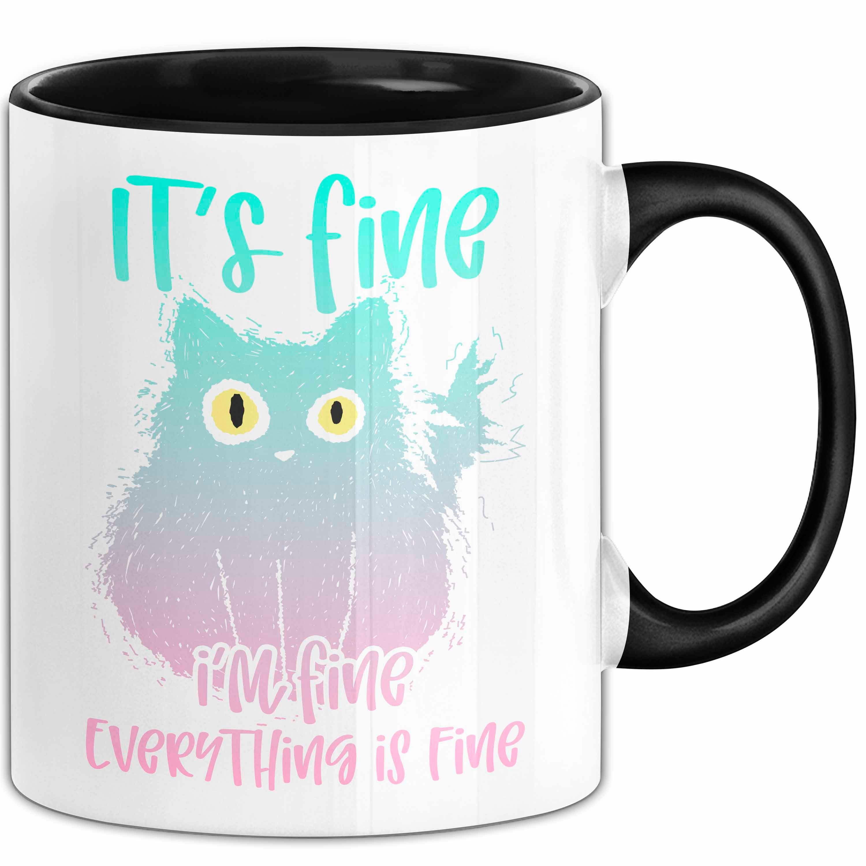 Trendation Tasse Katzen-Liebhaber Tasse Geschenk Stress It'S Finde I'M Fine E