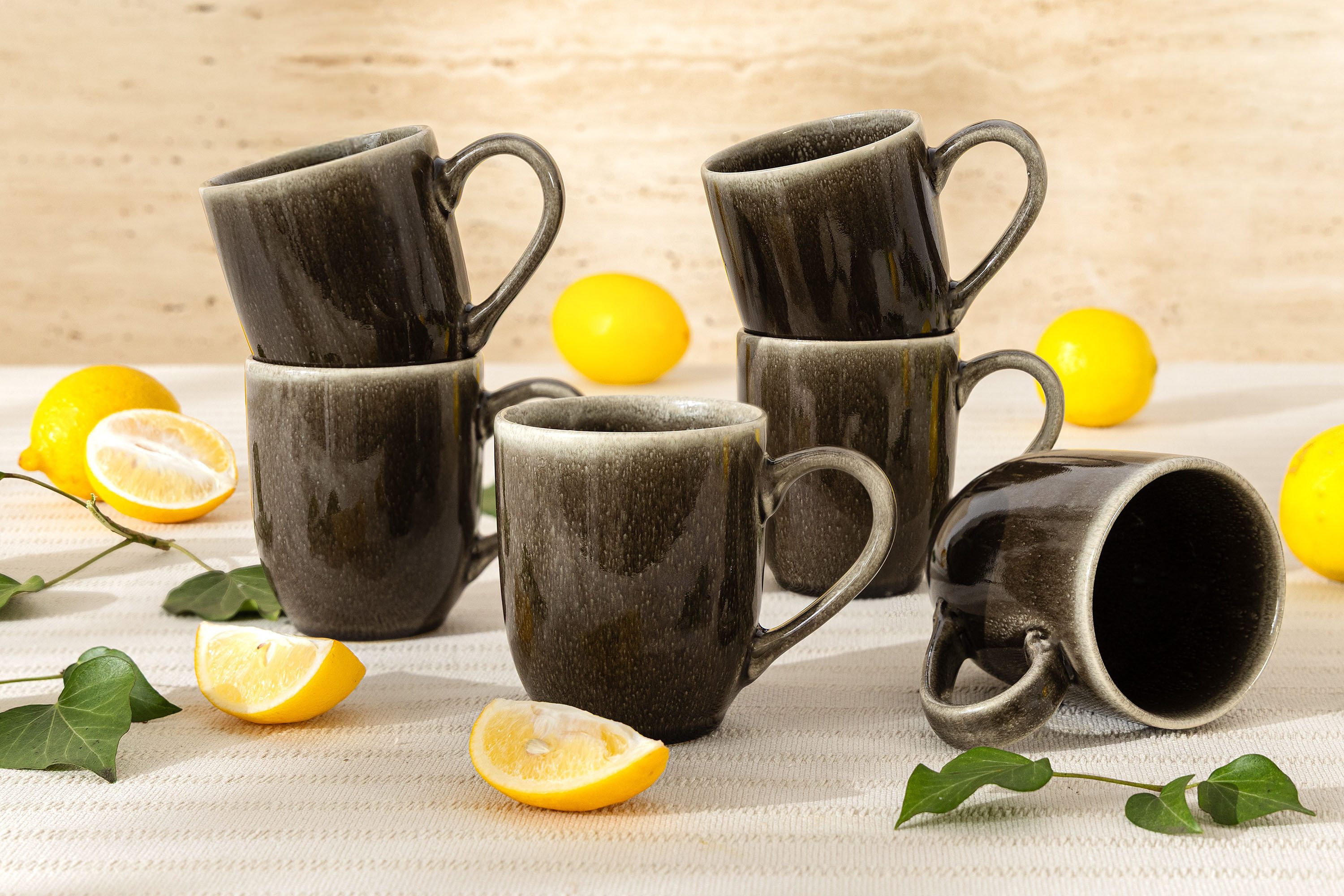 Ritzenhoff & Breker Tasse RITZENHOFF & BREKER EDA Tassen-Set, jedes Stück ein Unikat KONSIMO, 6-tlg., Steinzeug, spülmaschinengeeignet, mikrowellengeeignet, Reaktivglasur, modern