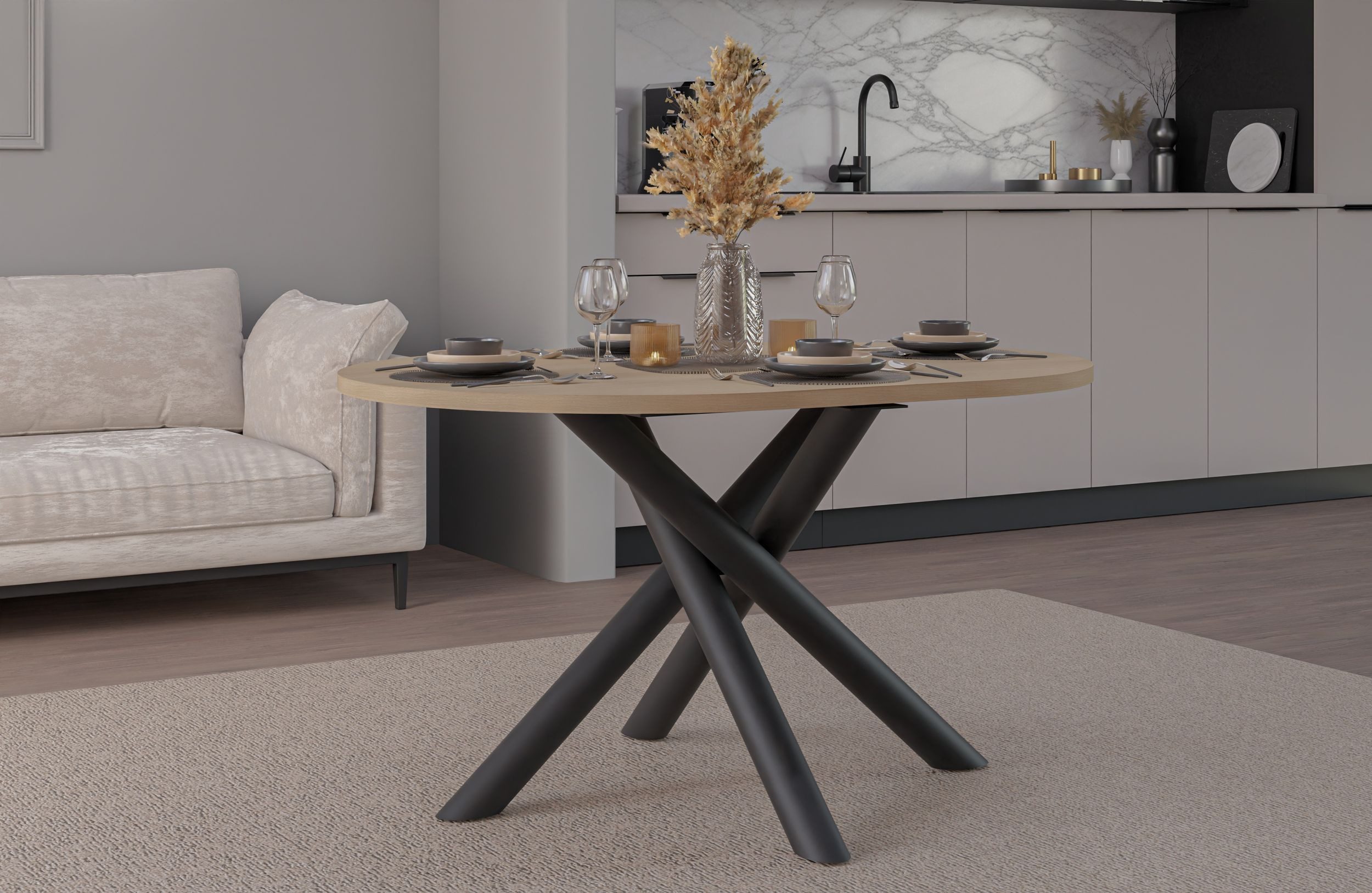 Küchen-Preisbombe Esstisch Oslo Esstisch Tisch oval 138x100cm Wohnzimmer Esszimmer Spider Gestell