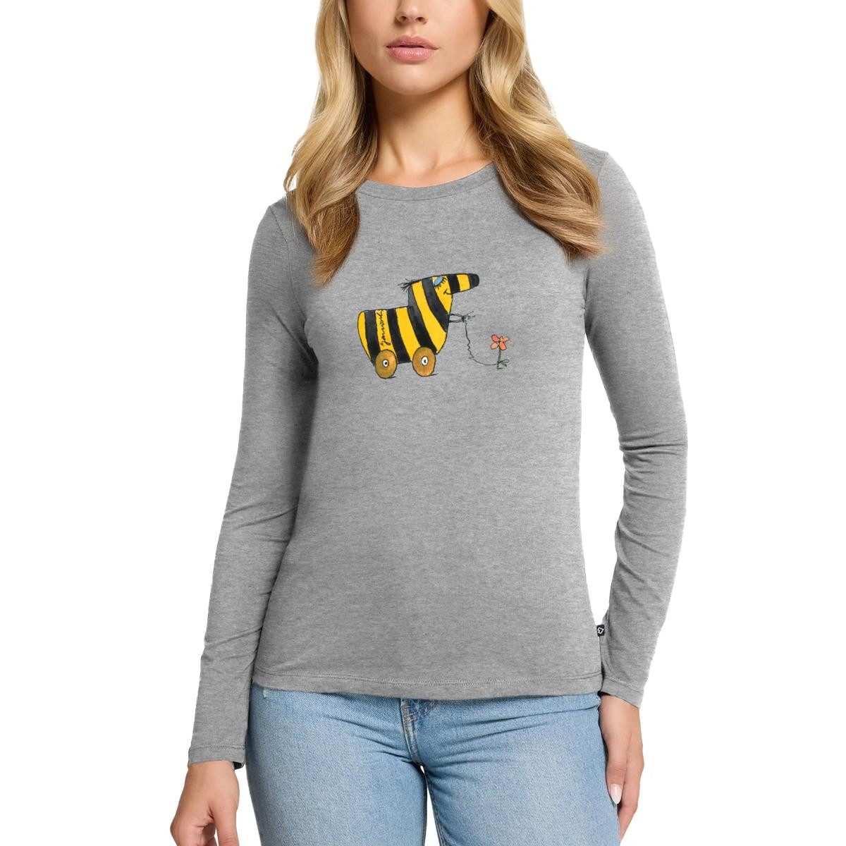 Spreadshirt T-Shirt Janosch Große Tigerente Mit Blume Premium Langarmshirt Damen (1-tlg)