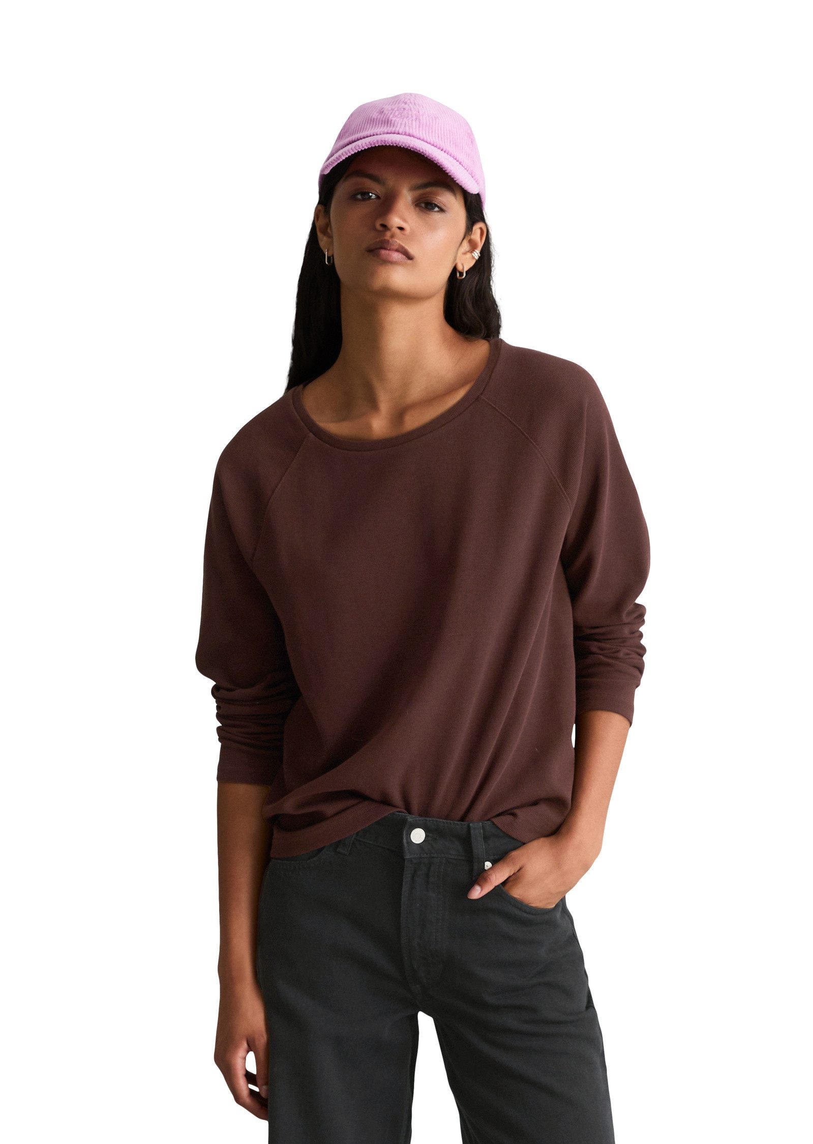 Marc O'Polo DENIM Langarmshirt aus weichem Waffle-Jersey
