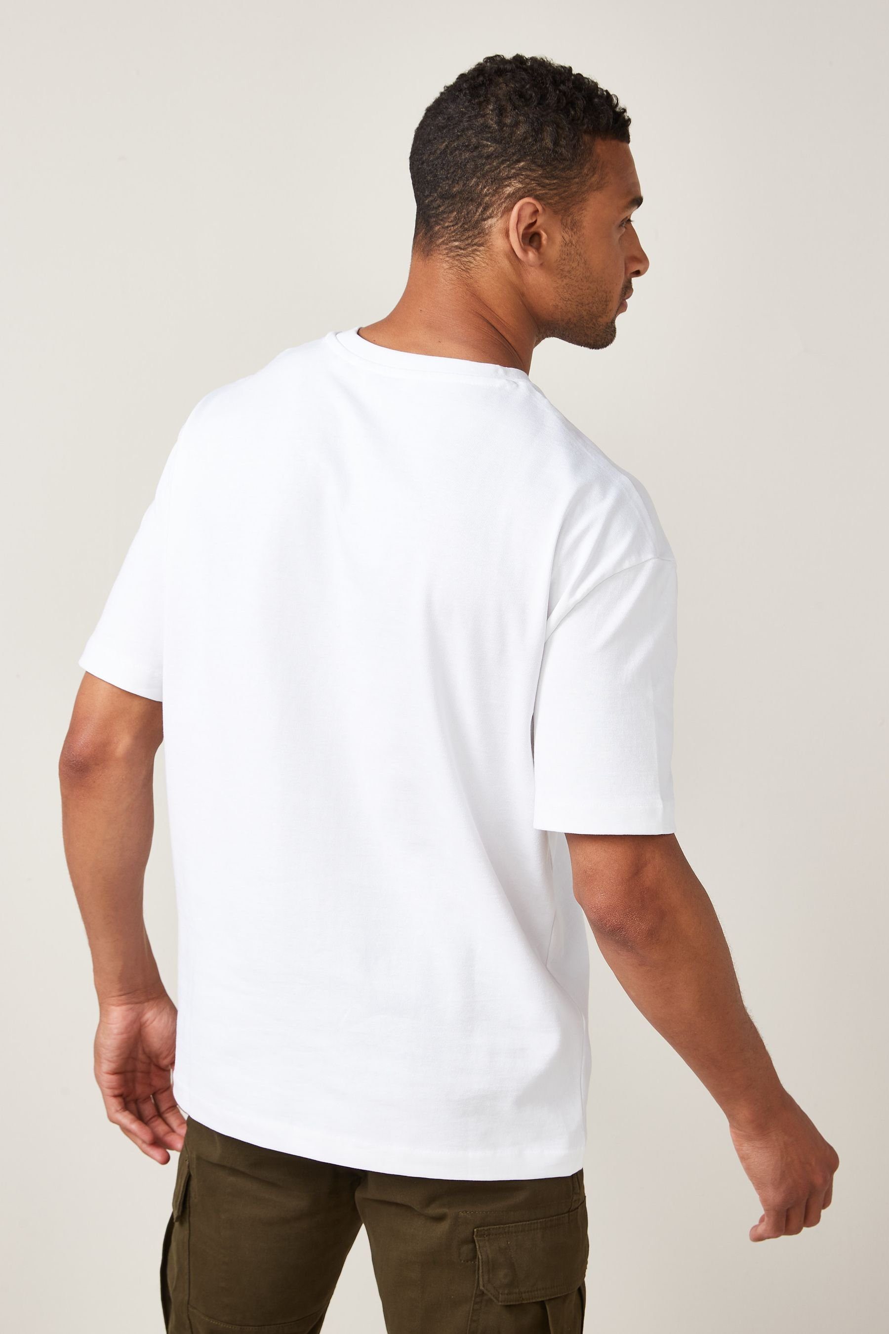 Next schweres Print-Shirt Relaxed (1-tlg) T-Shirt White Fit,