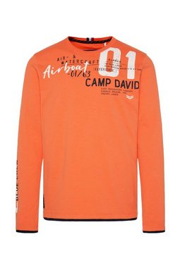 CAMP DAVID Langarmshirt mit Label Prints im Used-Look