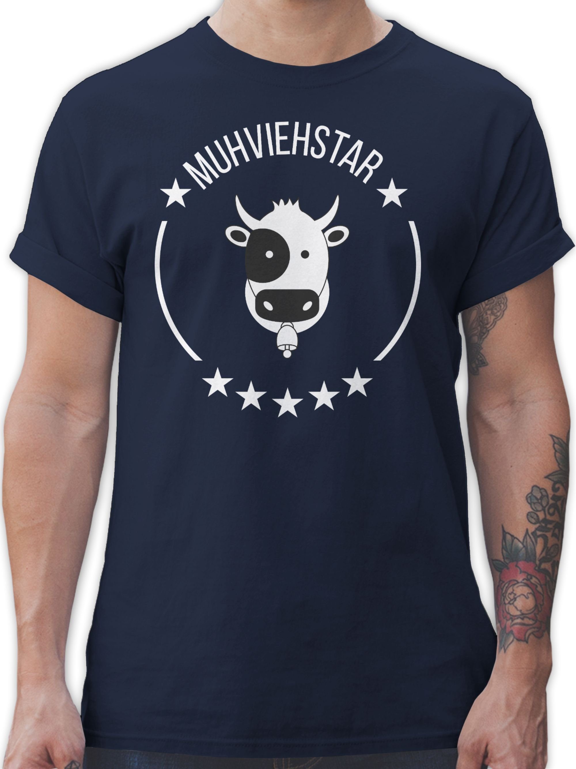 Shirtracer T-Shirt Muhviehstar Landwirt Geschenk Bauer 2 Navy Blau
