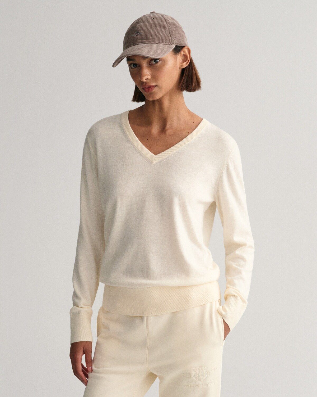 Gant Strickpullover Creme V-Pullover