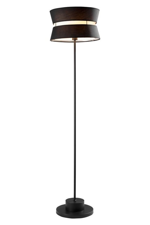 casa NOVA Stehlampe Stehleuchte GALA, 1-flammig, H 145 cm, Schwarz, ohne  Leuchtmittel, Metall, Stoffschirm