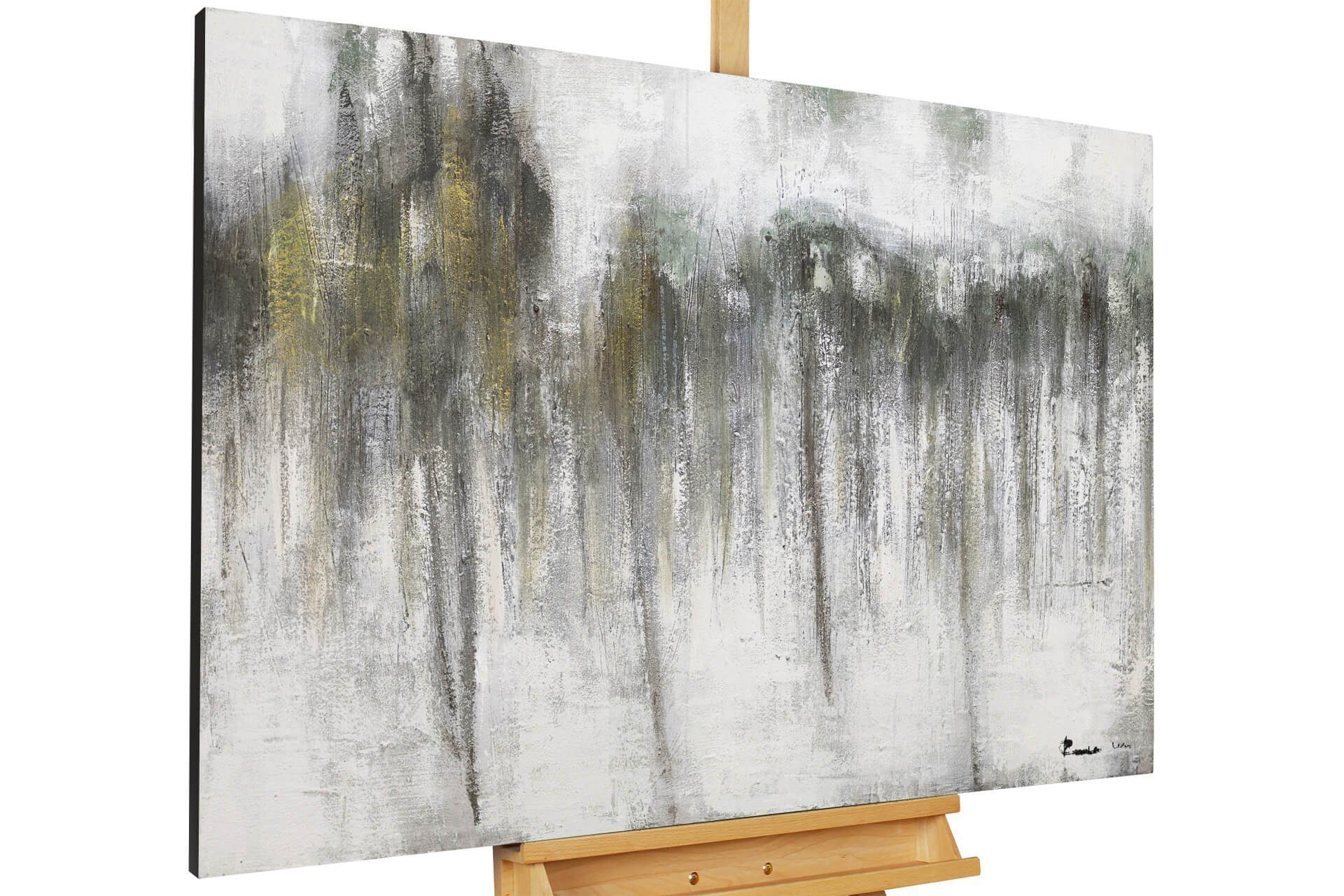 Leinwandbild Wohnzimmer Day KUNSTLOFT HANDGEMALT Rainy Gemälde Wandbild 100% 120x80 cm,