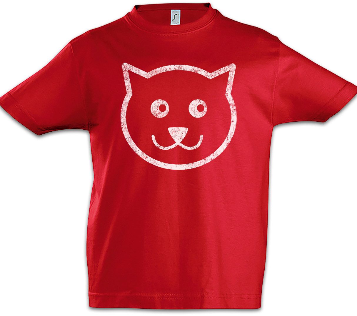 Print-Shirt Cat Cartoon Face Kinder T-Shirt Cats Katze Katzen Love Liebe Comic