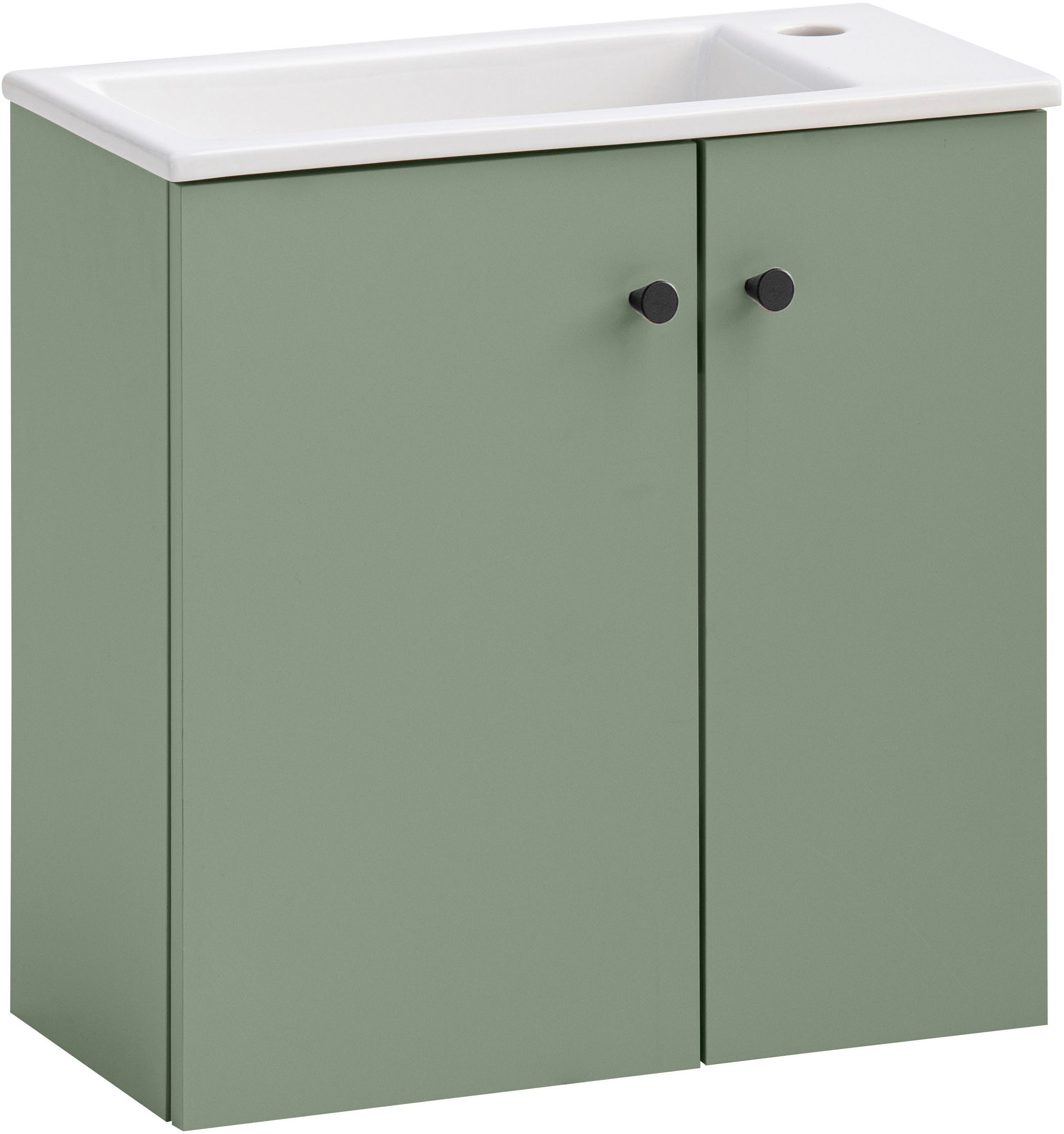 Schildmeyer Waschtisch EBBA, 2 Türen, hängende Montage, Breite 50 cm, MADE IN GERMANY (1-St), Waschbecken aus Keramik in weiß glanz, Made in Germany