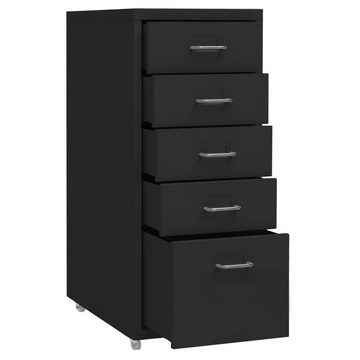 vidaXL Aktenschrank Aktenschrank mit Rollen Schwarz 28x41x69 cm Metall