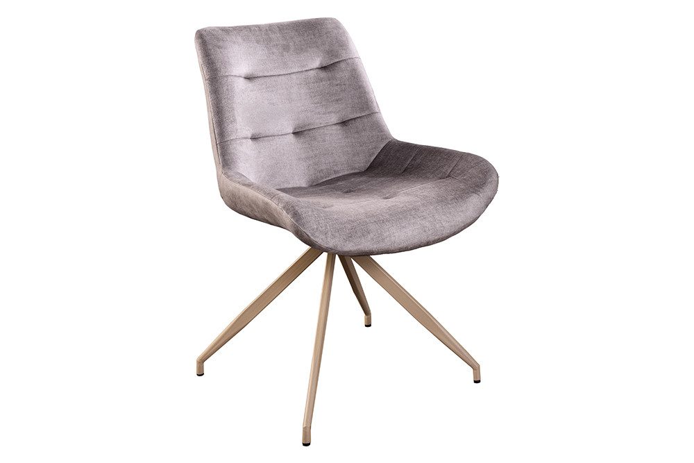 riess-ambiente Esszimmerstuhl DIVANI taupe/beige - Samt, Metall, Bodenschoner, Ziersteppung, retro (Einzelartikel, 1 St), Zeitloser Polsterstuhl - ideal für Wohn- und Esszimmer oder Küche