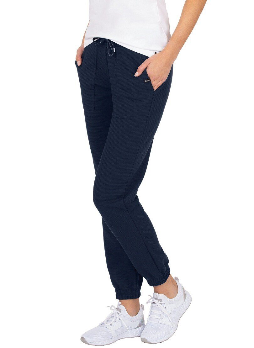 Trigema Jerseyhose TRIGEMA Bequeme Jogginghose mit großen Taschen navy