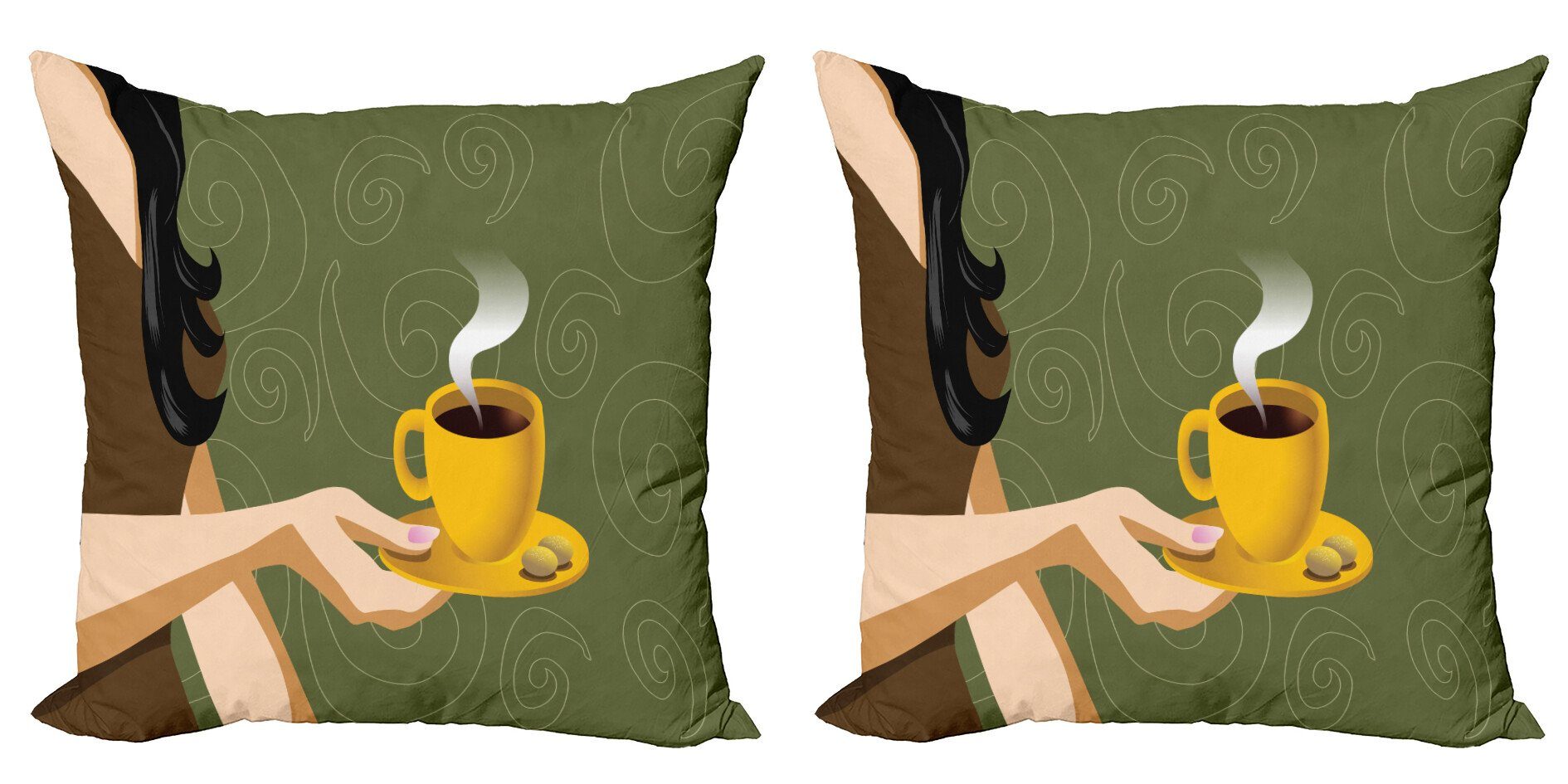 Kissenbezüge Modern Kaffee Cup-Plätzchen einem Accent (2 Digitaldruck, mit Frau Abakuhaus Doppelseitiger Stück)