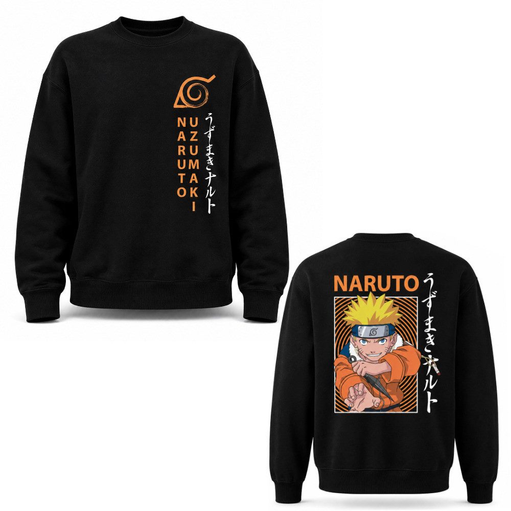 Naruto Rundhalspullover Anime Naruto Uzumaki Shippuden Herren Pullover Sweater Pulli Gr. M-XXL