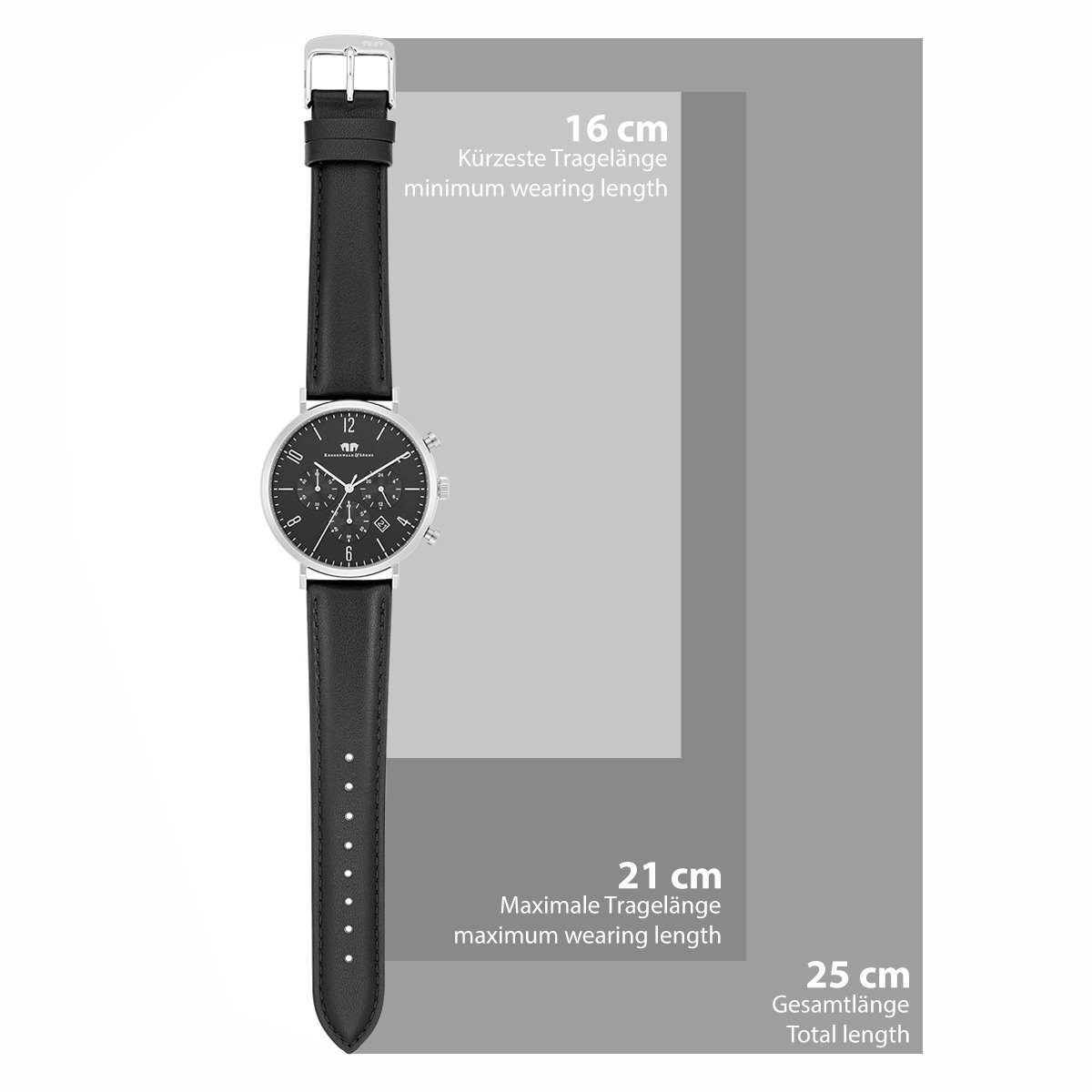 Rhodenwald & Söhne Chronograph Arakon schwarz Arakon, mit Echtleder-Armband