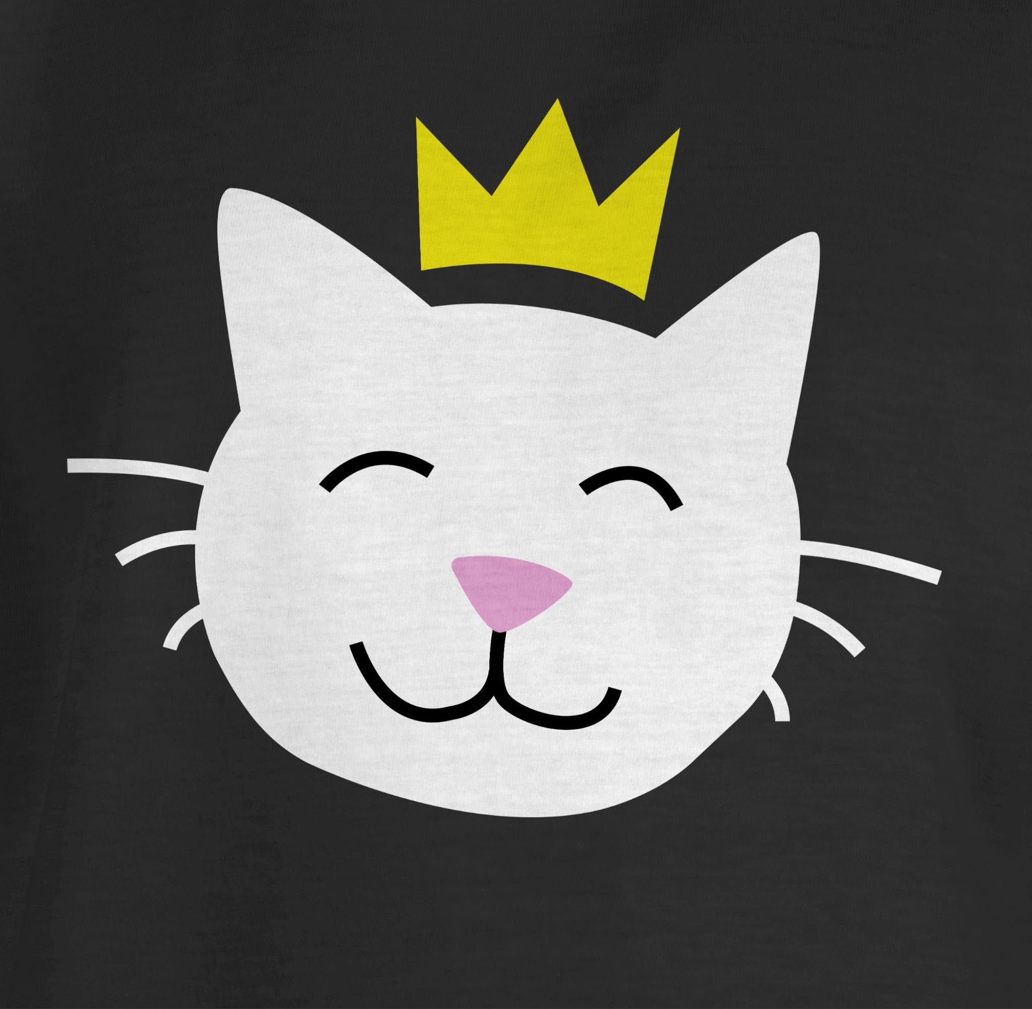 Shirtracer T-Shirt Katze Prinzessin Schwarz Cats & Katzen - Karneval Cat Katzenkostüm Prinzessinnen 2 Princess Fasching