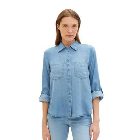 TOM TAILOR Jeansbluse mit Lyocell und Kentkragen