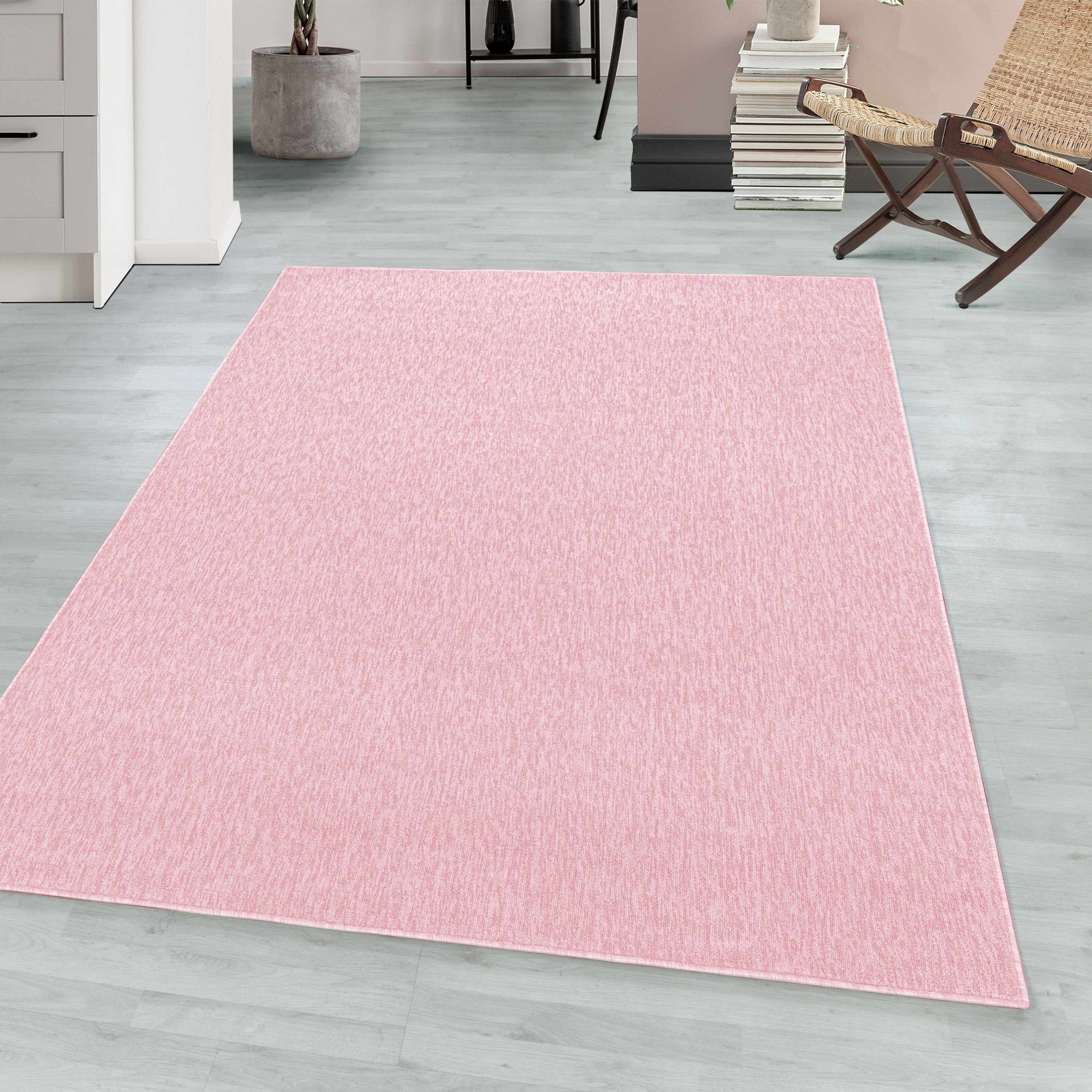 Teppich Unicolor - Einfarbig, Teppium, Läufer, Höhe: 7 mm, Teppich Wohnzimmer Rosa