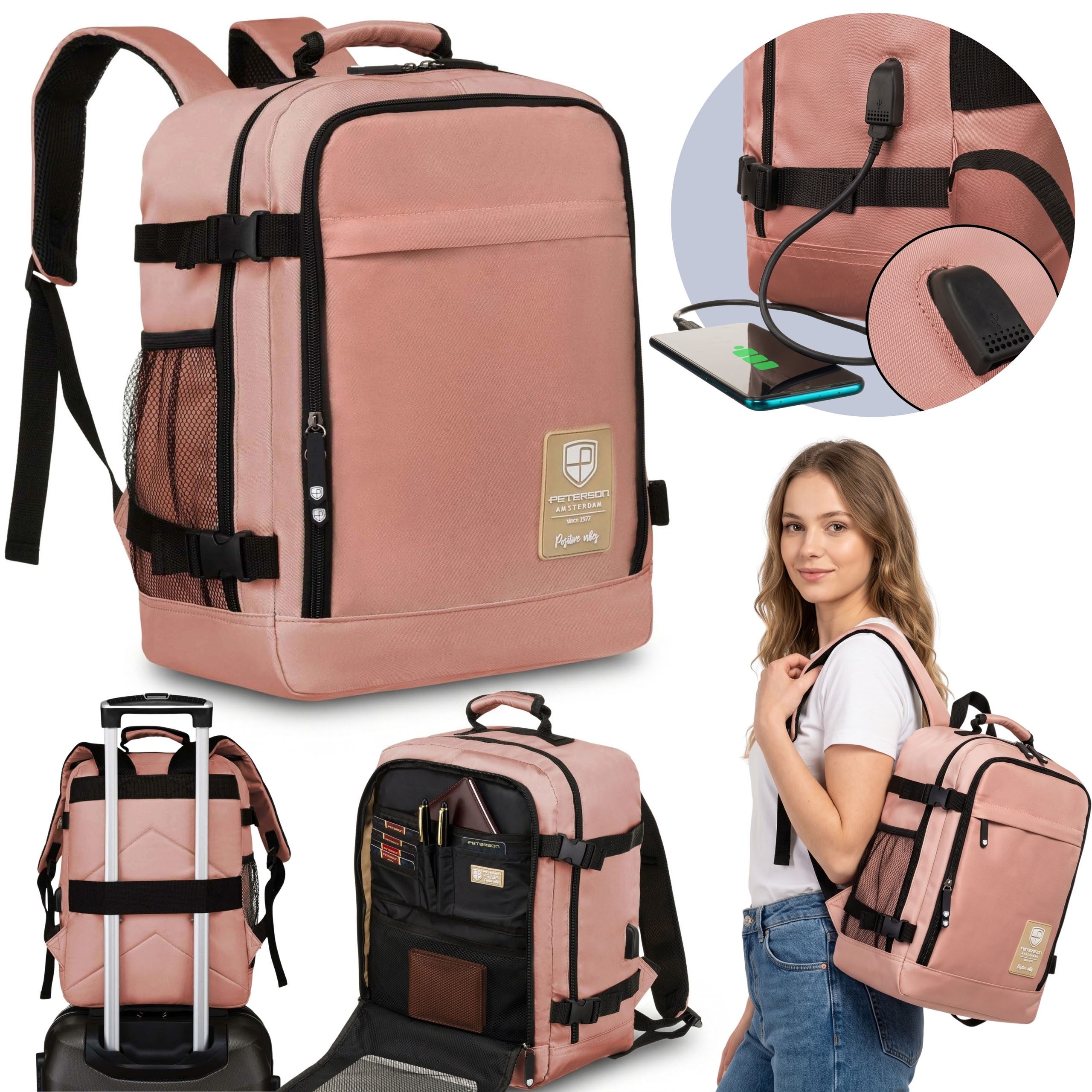 PETERSONⓇ Reiserucksack Peterson Rosa Reiserucksack, LEICHT, Handgepäck, 40 × 30 × 20 cm