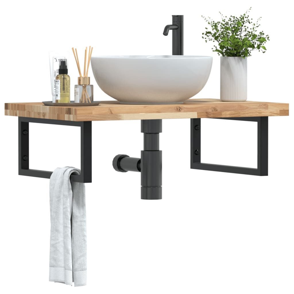 vidaXL Badezimmerspiegelschrank Waschbeckenregal Wandmontage Stahl und nholz (1-St)