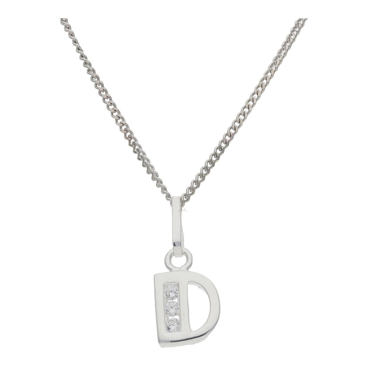 Buchstabenanhänger JuwelmaLux Anhänger Buchstabe "D" 925/000 Sterling Silber mit Zirkonia