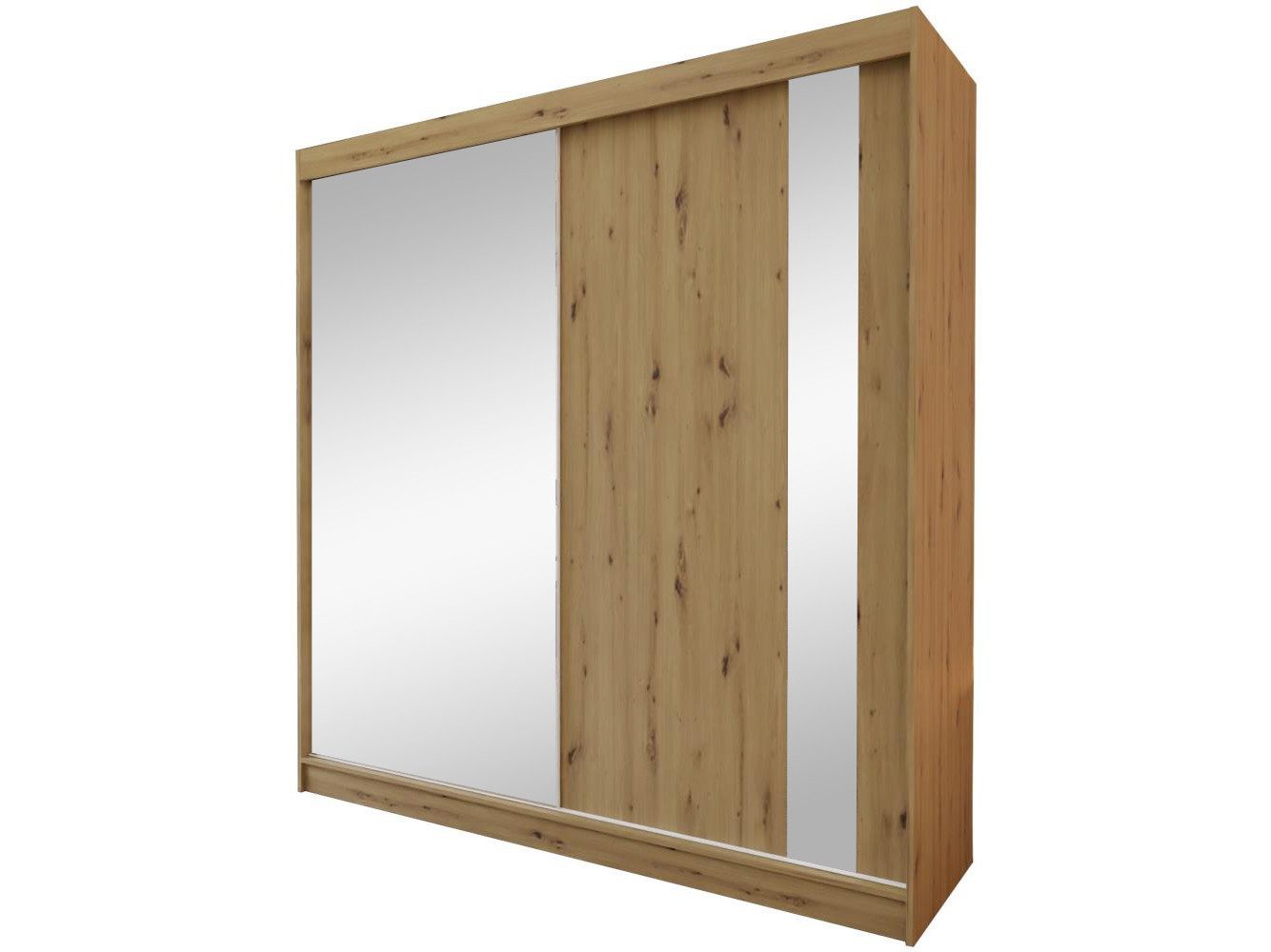 Beautysofa Schwebetürenschrank Gaja (weiß, schwarz, graphit, artisan, Kaschmir Farbe) mit Schubladen, Spiegeln und Kleiderstange