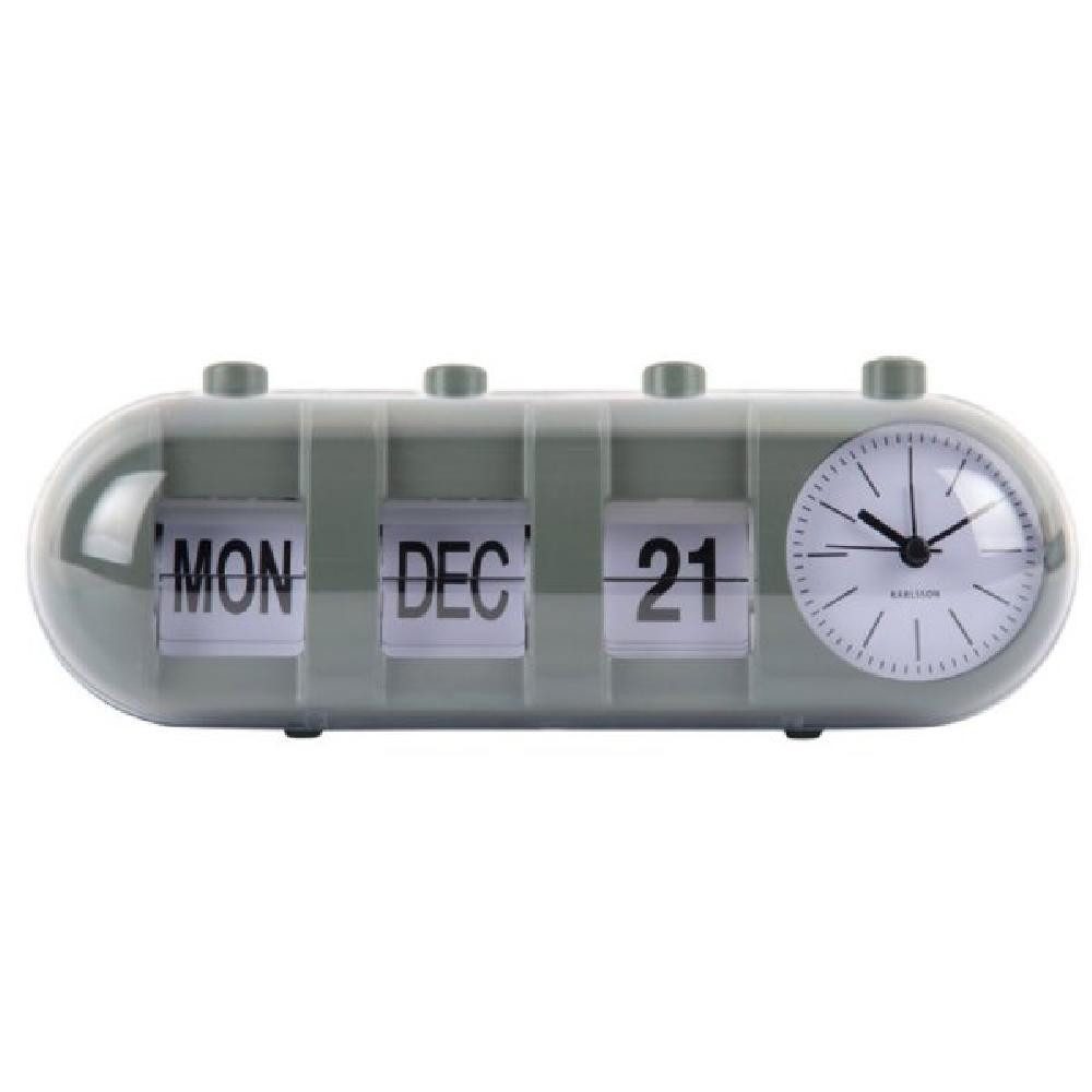 Karlsson Uhr Wecker Retro Tube Calendar Flip Jungle Green