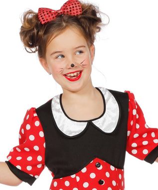 Karneval-Klamotten Kostüm Kinder Minnie Maus-Kostüm mit Maus Ohren Mädchen, Maus Kleid für Mädchen mit Maus-Ohren. Kleid in rot mit weißen Punkten