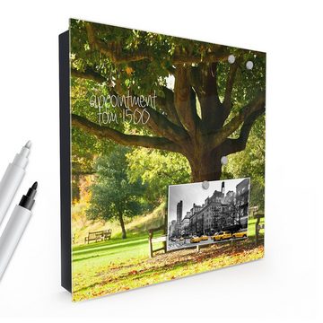 Primedeco Schlüsselkasten Magnetpinnwand und Memoboard mit Glasfront Motiv Sitzbank unter Baum (1 St)