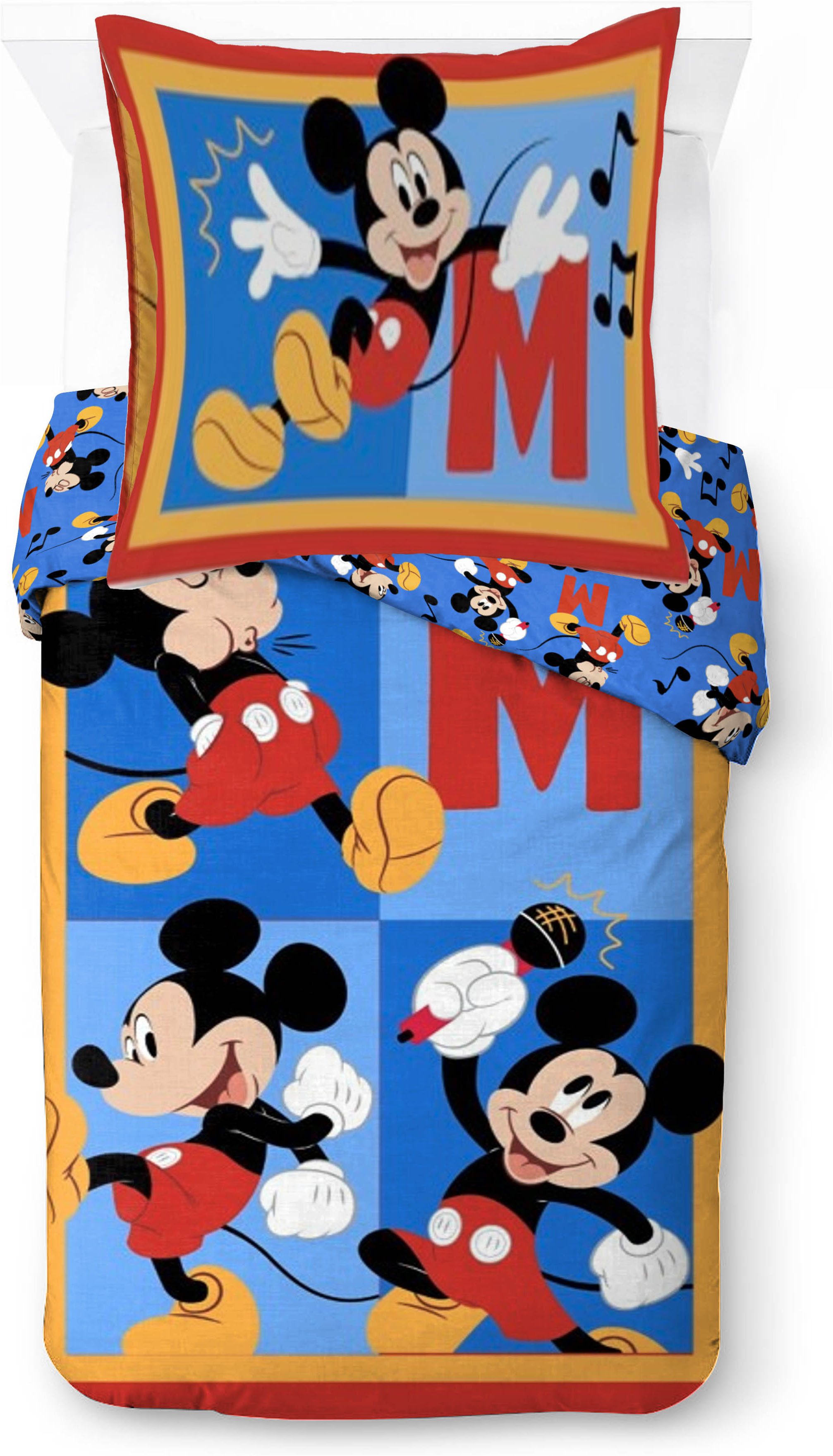 Disney Bettwäsche Mickey Mouse Fun Times, Baumwoll-Leinen Mix, 2 teilig