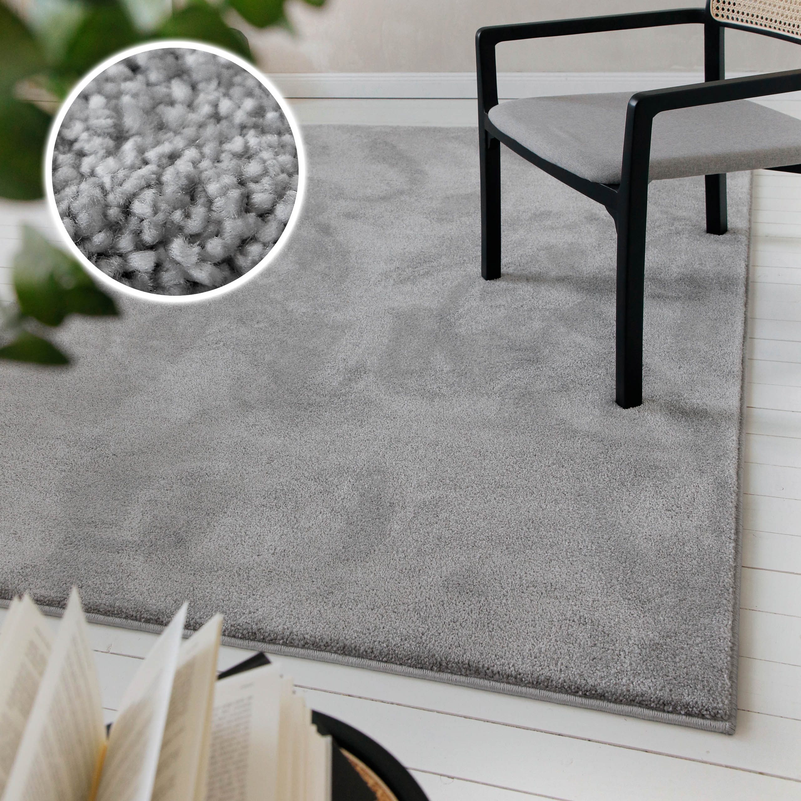 OTTO home Teppich Lisbea, rechteckig, Höhe: 17 mm, moderner dichter weicher Kurzflorteppich, Wohnzimmer, Schlafzimmer