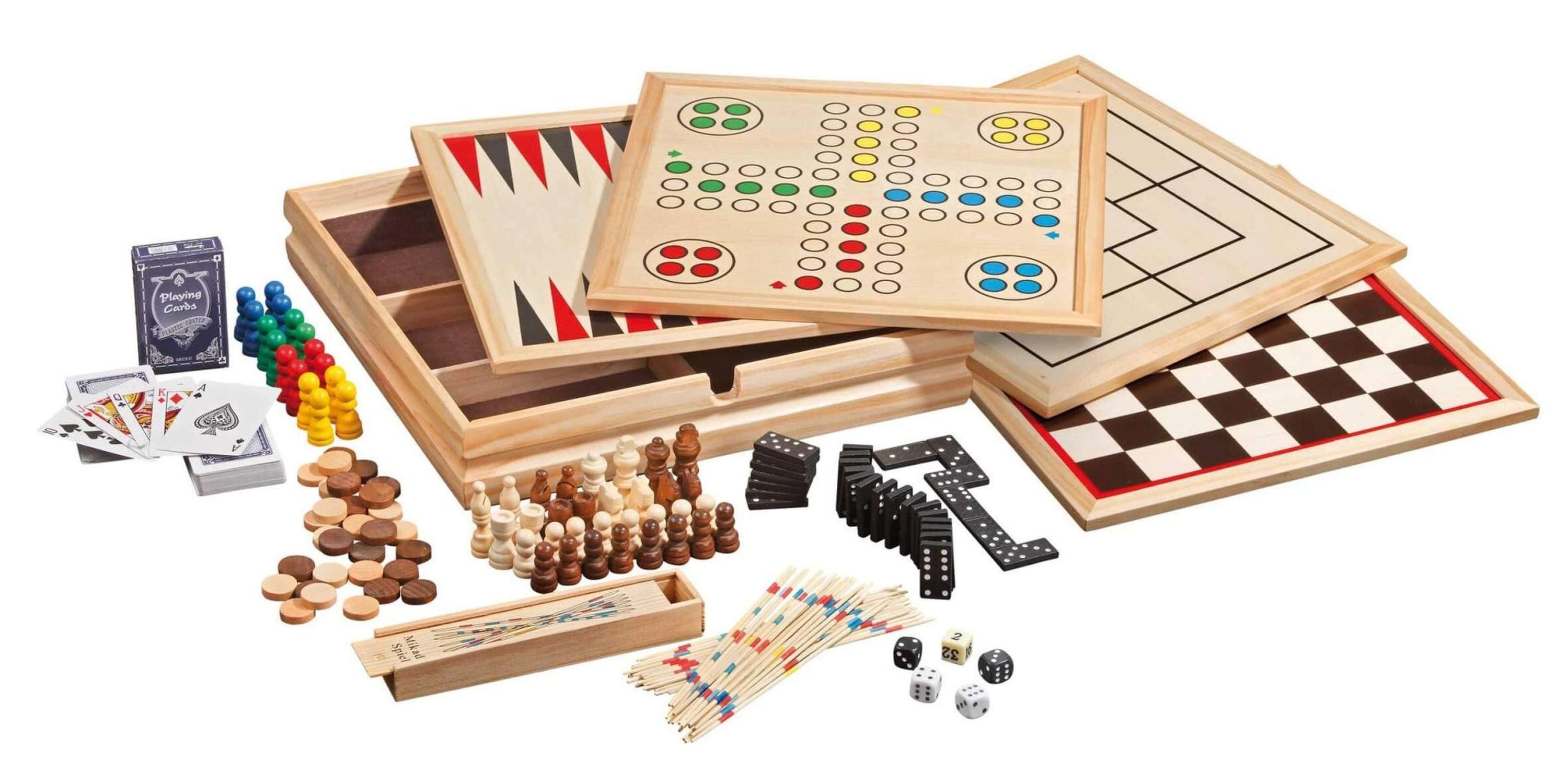 Philos Spiel Spielesammlung 10 Klassiker in Holzbox