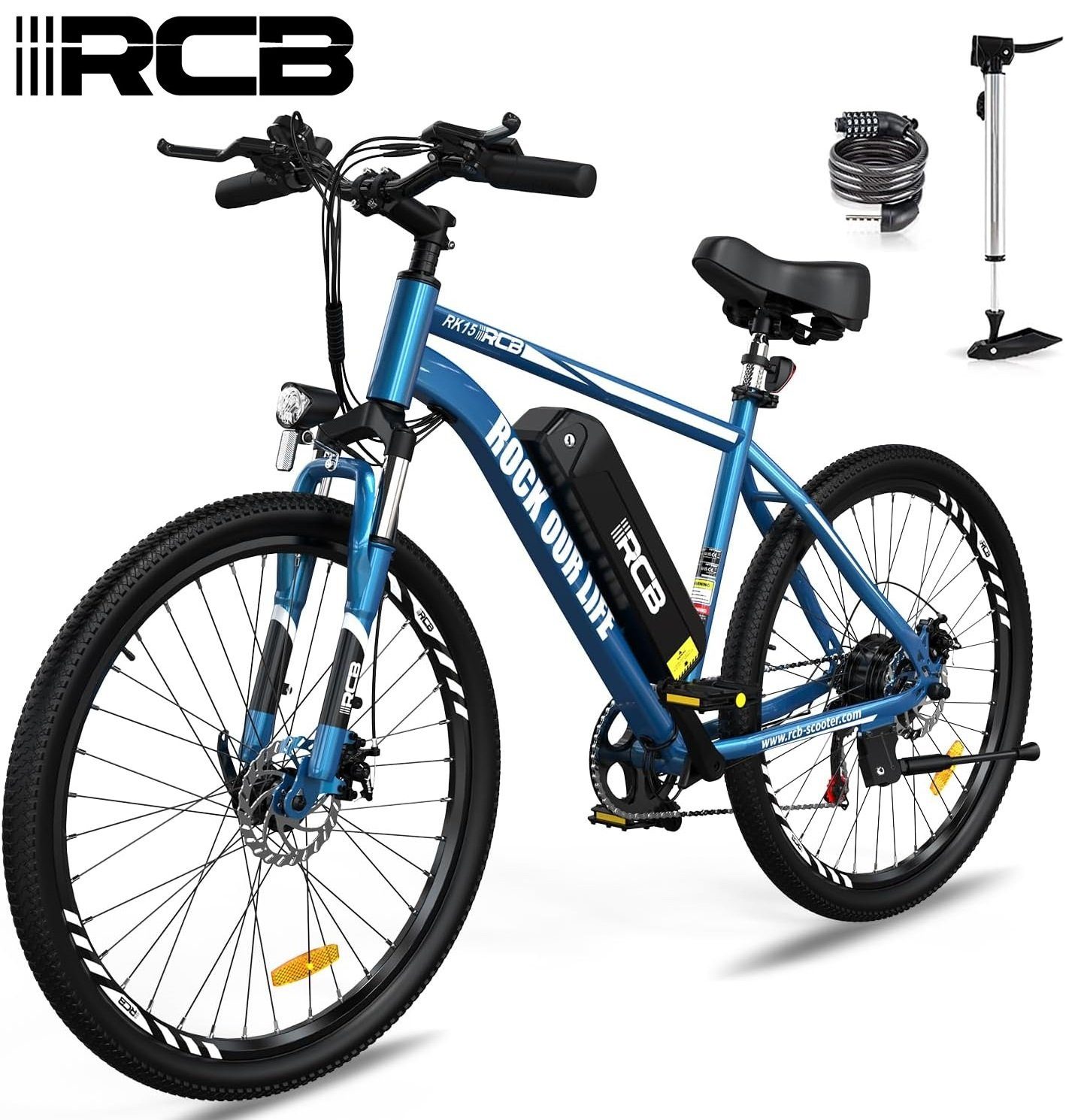 RCB E-Bike RK15, 7-Gäng, 250W Motor, 12Ah Lithium-Akku, 26 Zoll Elektrofahrrad | E-Bikes