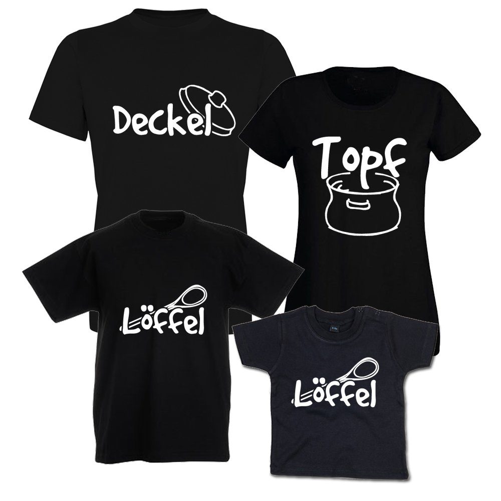 G-graphics T-Shirt Topf, Deckel & Löffel Partner- oder Familien-Set zum selbst zusammenstellen, mit trendigem Frontprint, Aufdruck auf der Vorderseite, Spruch/Sprüche/Print/Motiv, für jung & alt