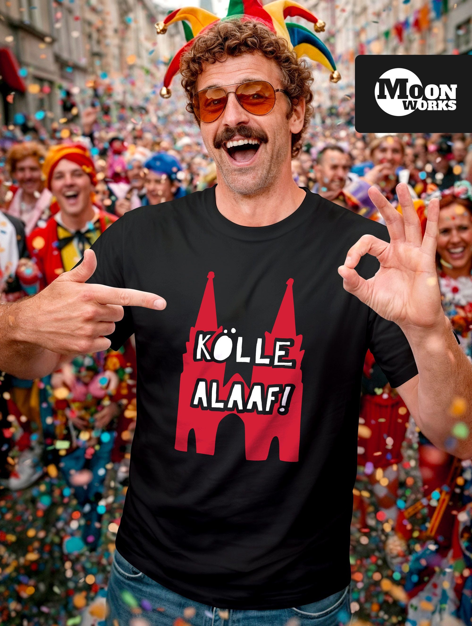 MoonWorks Print-Shirt Herren T-Shirt Karneval Köln Kölle Alaaf Kostüm-Ersat günstig online kaufen