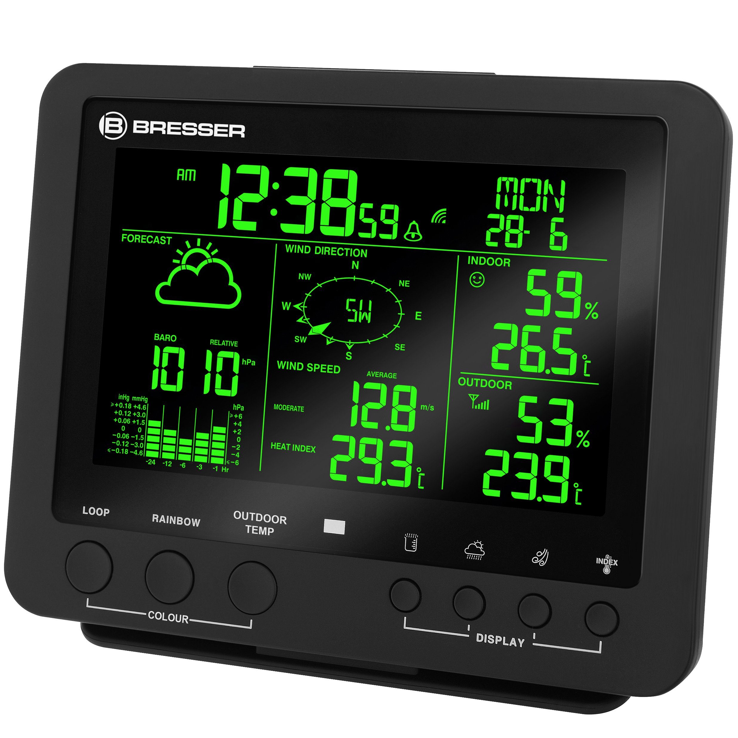 BRESSER 256-Farb Profi-Wetter Center 5-in-1 schwarz Wetterstation