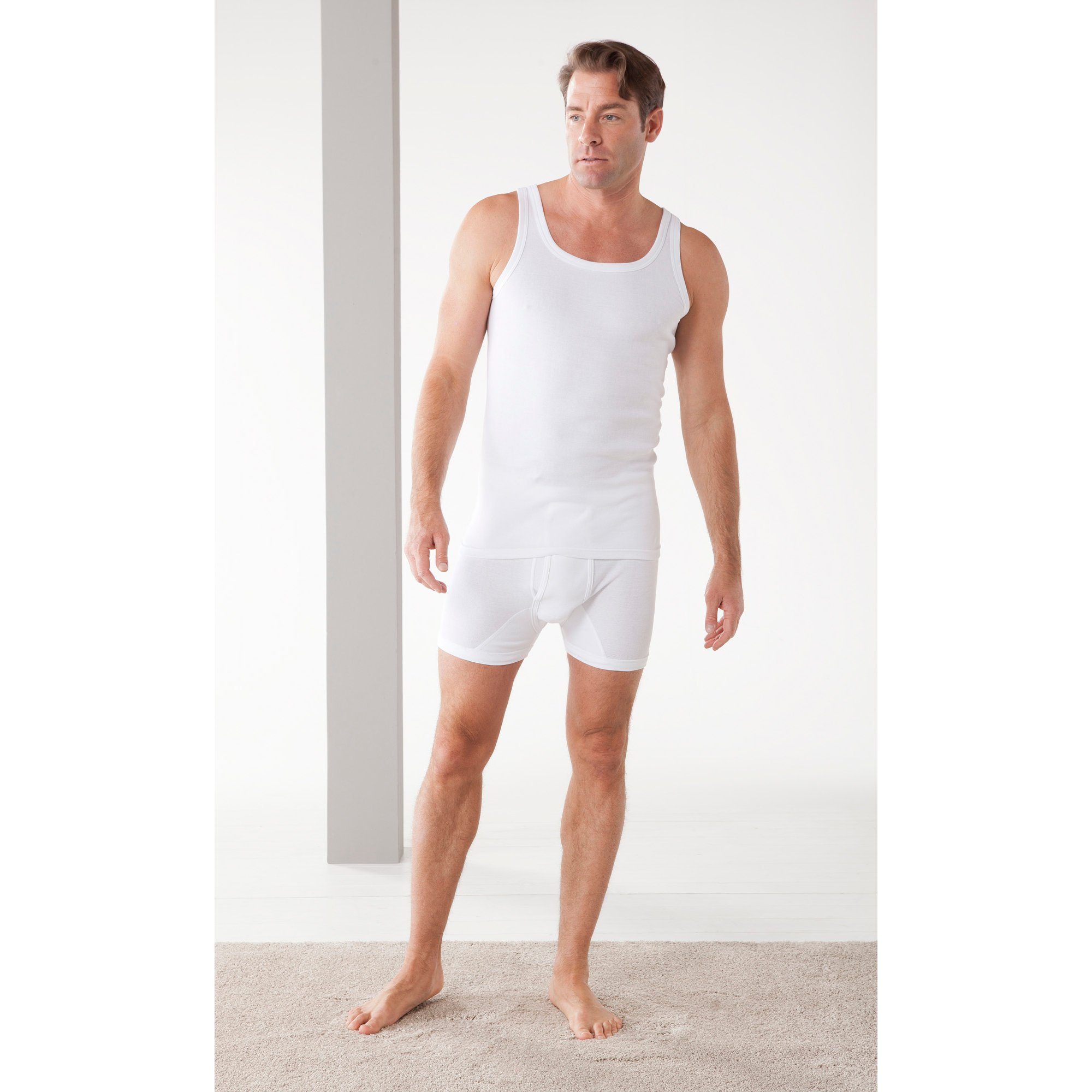 Erwin Müller Unterhemd Herren-Unterhemd 2er-Pack Feinripp Uni