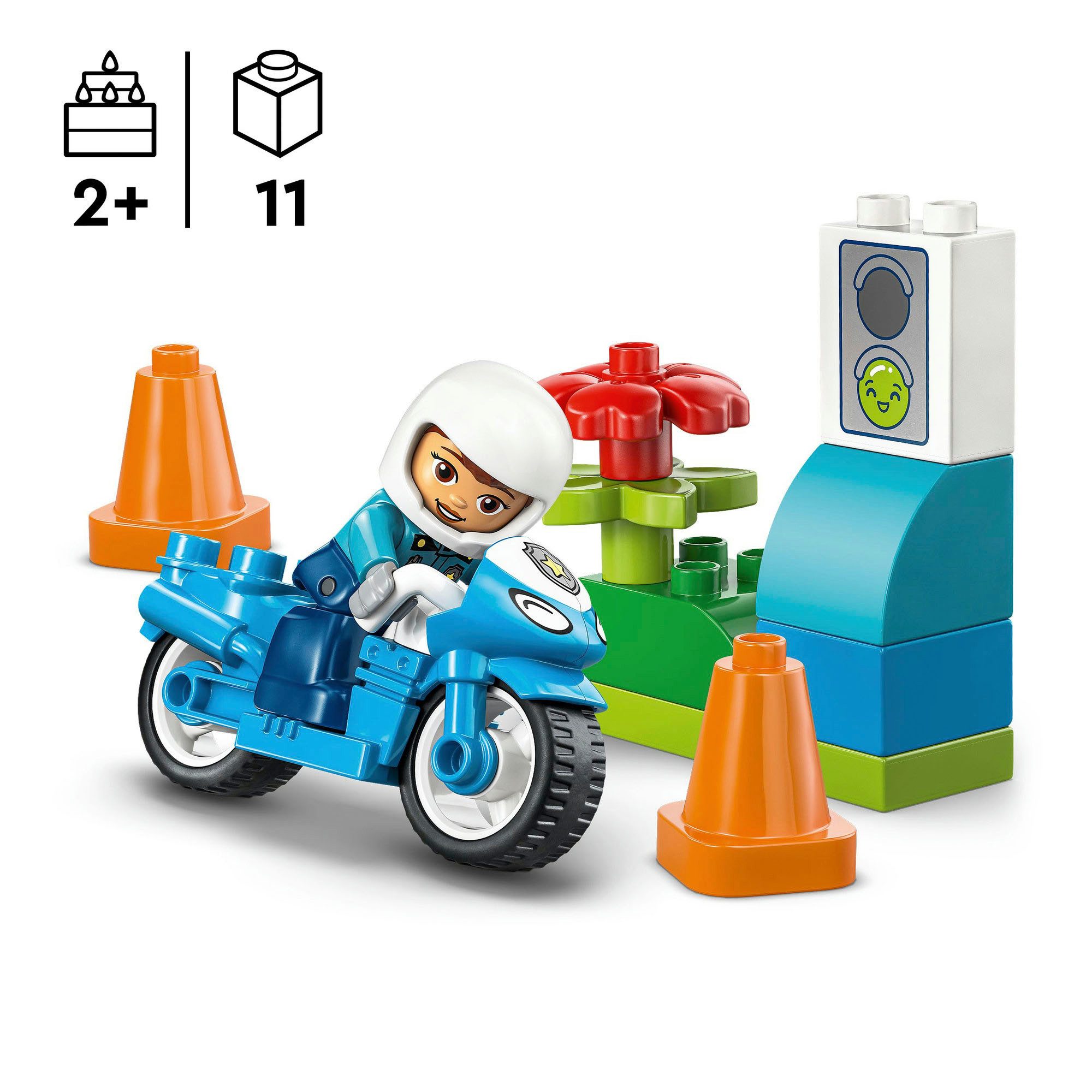 LEGO® Blaues Polizeimotorrad (10471), LEGO DUPLO Town Konstruktionsspielsteine, (11 St)